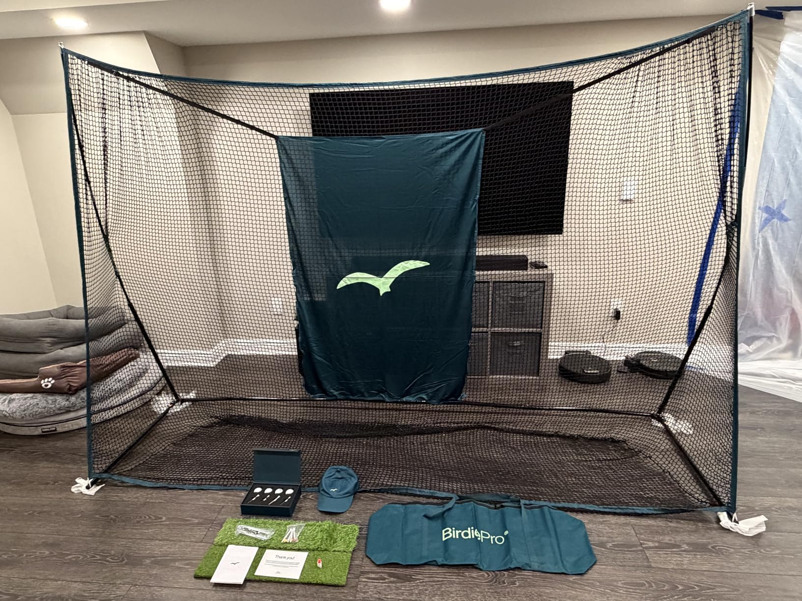 BirdiePro American Pro Golf Practice Net, 10x7ft Heavy Duty Golf Hitting Net with EchoShield Target & FlexWeave Net, Full Set with Mat, Balls & Cap customer photo 1