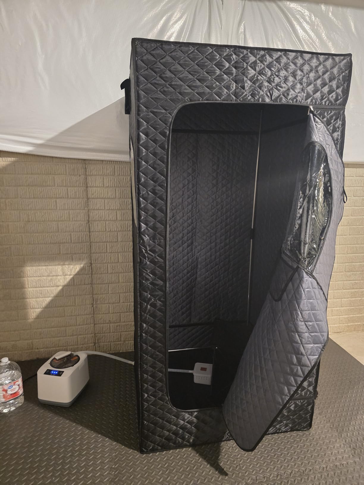 KASUE Portable Steam Sauna Tent for Home, Infrared Sauna with 3L Steamer, 9 Temp Levels & 99 Min Timer, 5-Layer Waterproof Insulated, Folding Chair Included, Indoor Spa (Light Black) customer photo 2