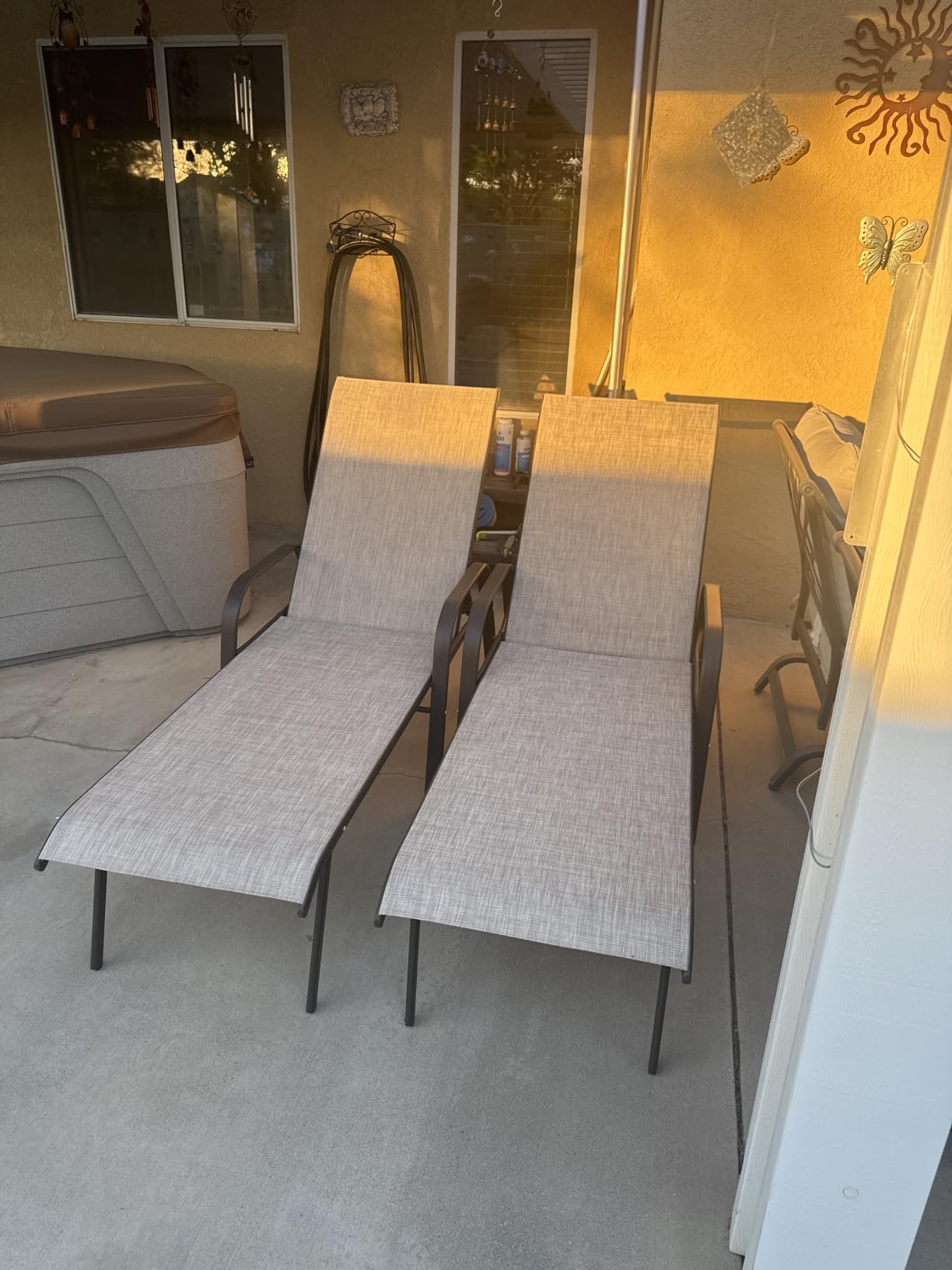 Crestlive Outdoor Chaise Lounge Chair,5-Position Pool Lounge Chairs with Armrests Sunbathing Recliner for Patio,Beach,Deck,Yard (2PC Beige) customer photo 1