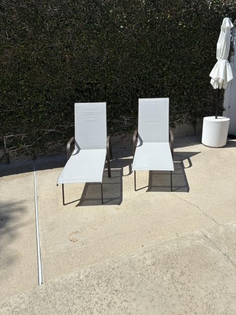Crestlive Outdoor Chaise Lounge Chair,5-Position Pool Lounge Chairs with Armrests Sunbathing Recliner for Patio,Beach,Deck,Yard (2PC Beige) customer photo 2
