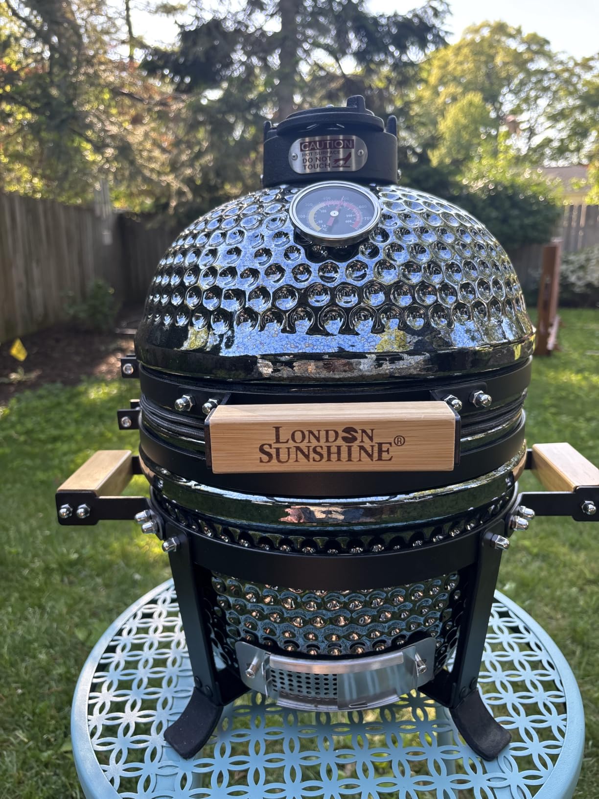 Upgraded 13 inch Ceramic Kamado Grill with Waterproof Air Vent Cap | Portable Tabletop Charcoal BBQ Grill Smoker for Outdoor Cooking, Patio, Camping | Red customer photo 1