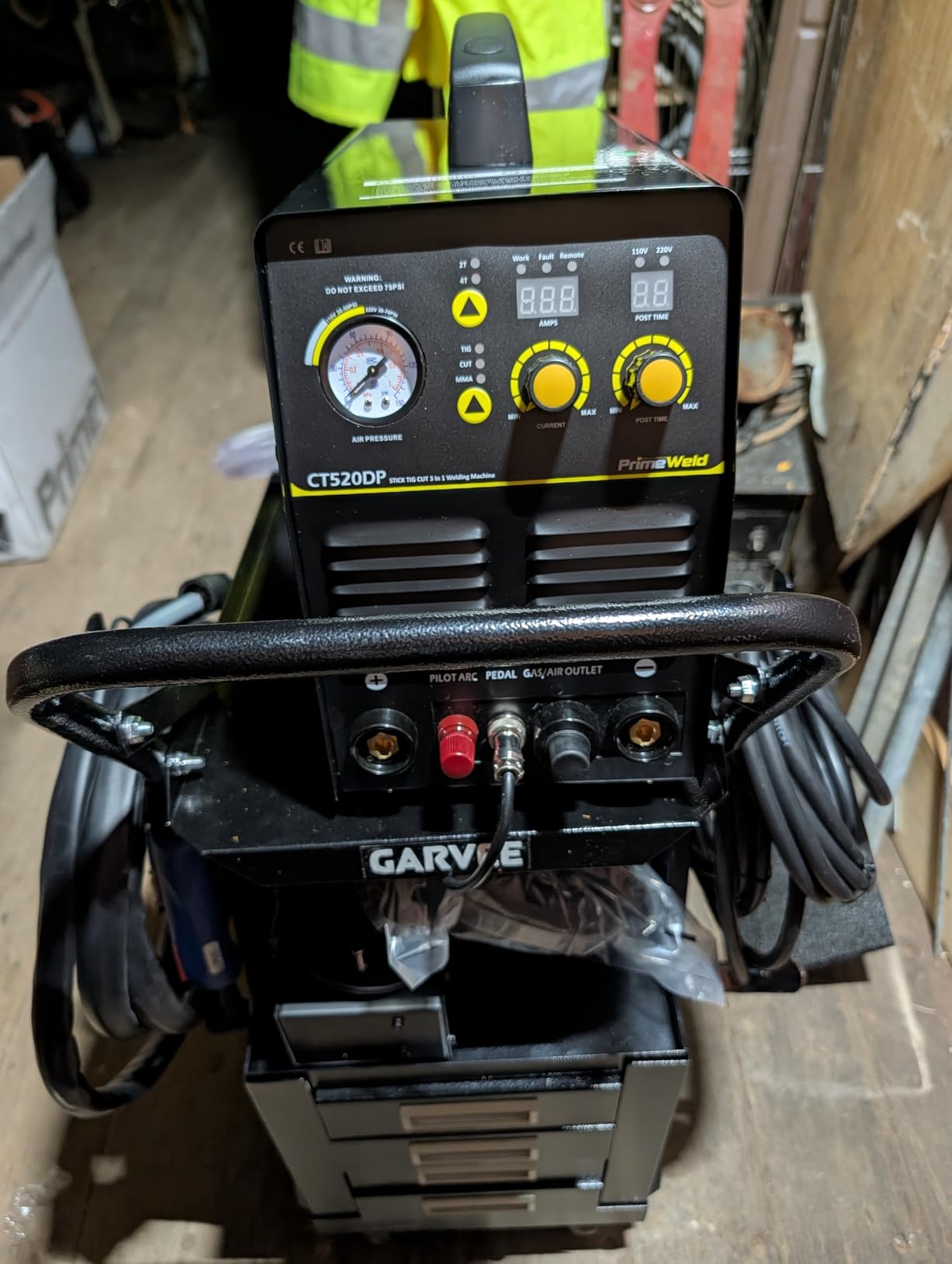 Garvee 3 Tier Welding Cart, Heavy Duty Welder Cart with 360 Swivel Wheels, Tank Storage Safety Chains, Rolling MIG Welder Cart for TIG, ARC, MMA, Plasma Cutter Welding Machine, Black customer photo 1