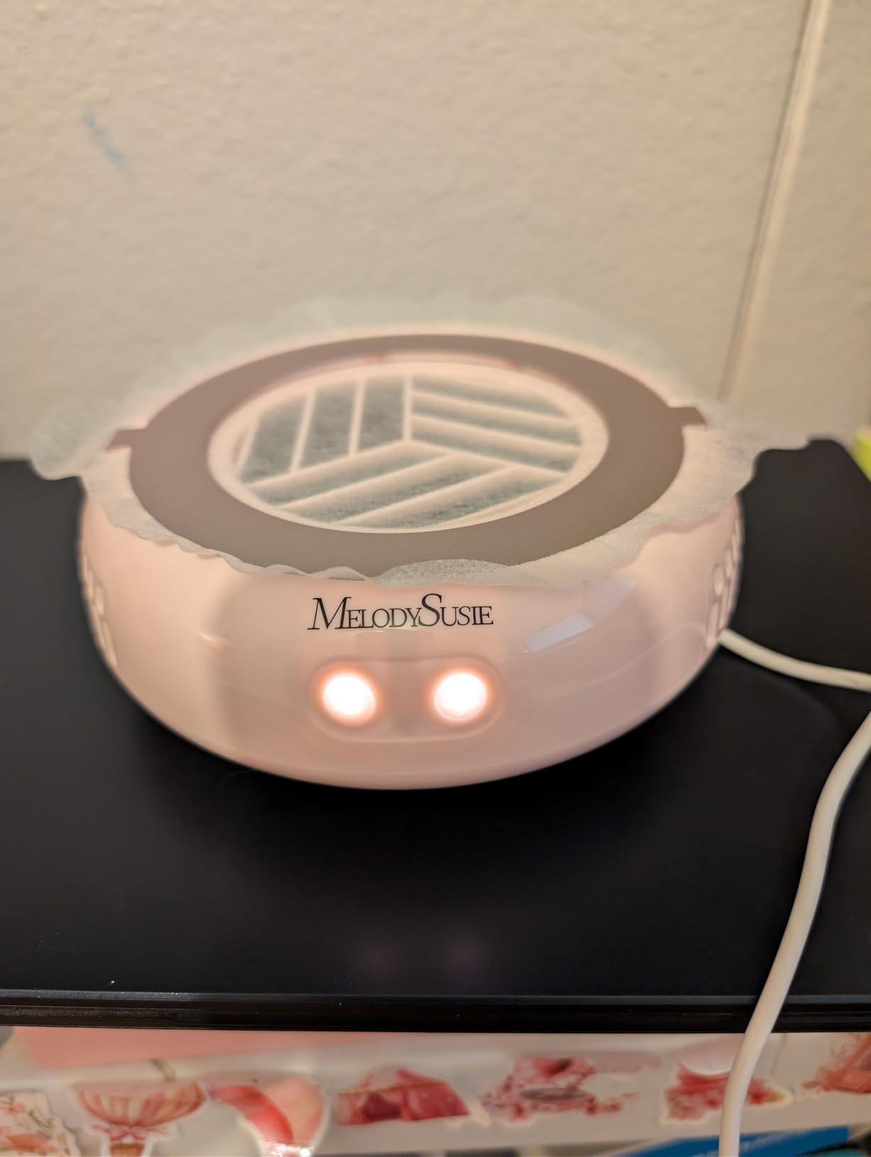 MelodySusie PocketSized Nail Dust Collector with Lightweight Design, HProA 6000RPM Ultra-Small Nail Vacuum Fan with 3 Suction Modes and 30 Disposable Filter Papers for Beginner & Daily Nail Care, Pink customer photo 1