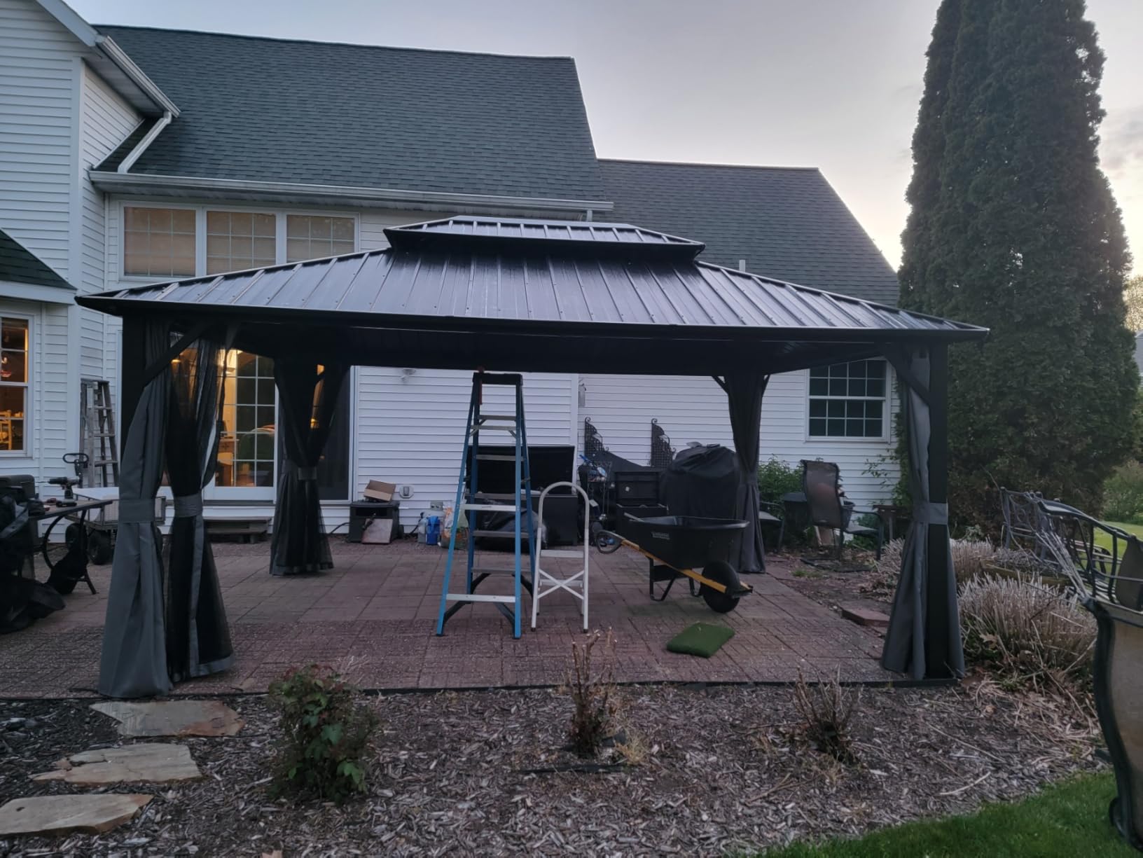 Aoxun 12Ft X 16Ft Hardtop Gazebo, Aluminum Metal Outdoor Gazebo with Breathable Netting and Curtains, Galvanized Steel Double Top, Permanent Patio Pavilion for Backyard, Wedding, Party customer photo 1