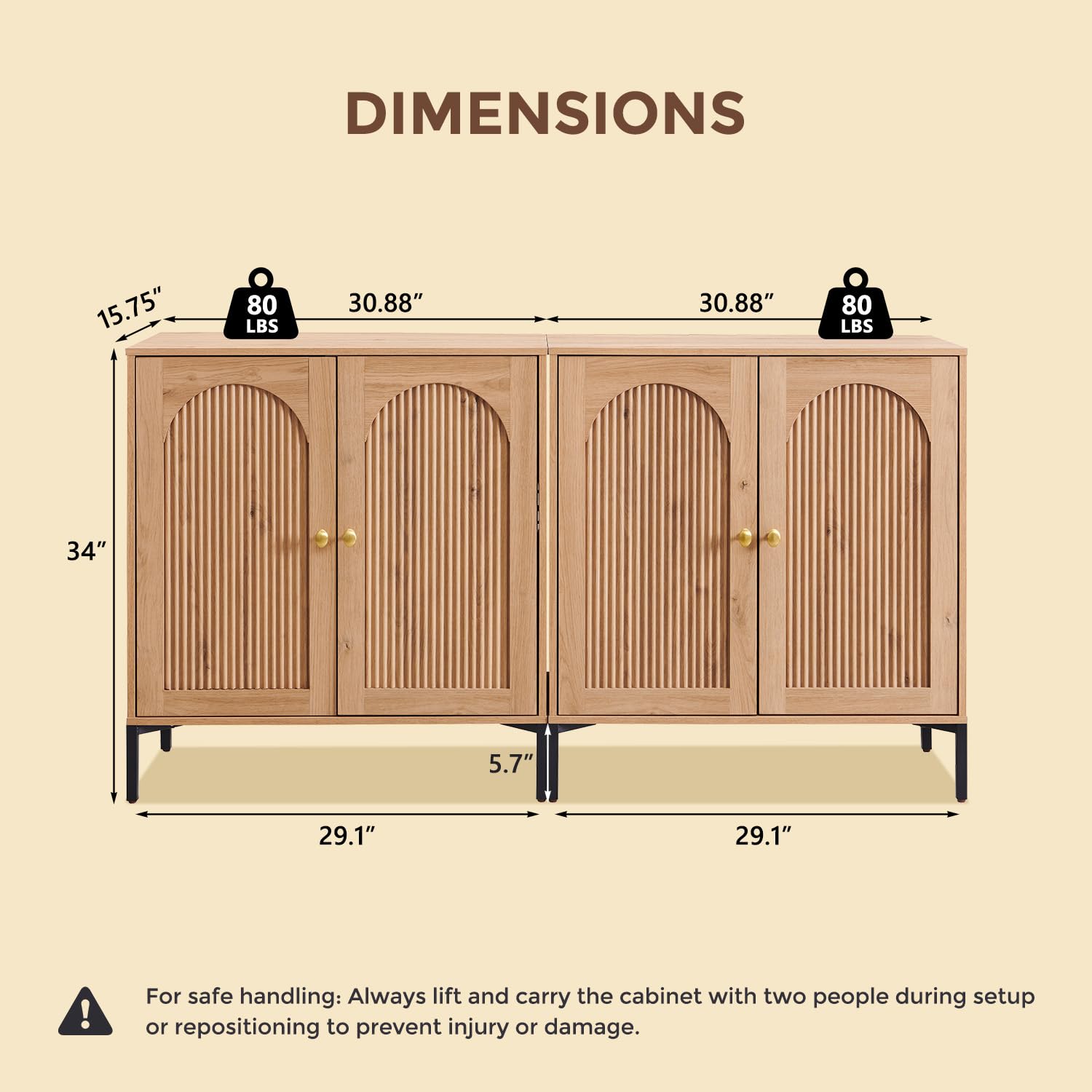 IFGET Modern Buffet Cabinet with Storage, 61.75