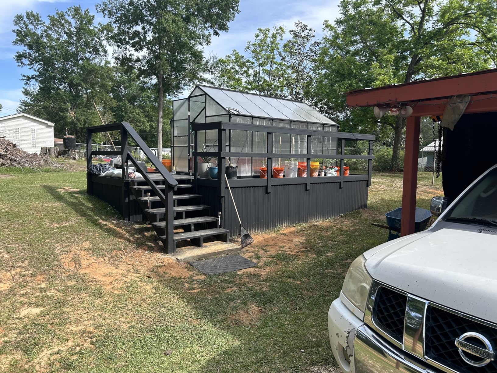 Jocisland 6x12Ft Polycarbonate Greenhouses for Outdoors, 2 Top-Opening Windows, Swing Doors, Aluminum Walk-in Heavy Duty for Outdoor Use, Backyard Garden, Black customer photo 1
