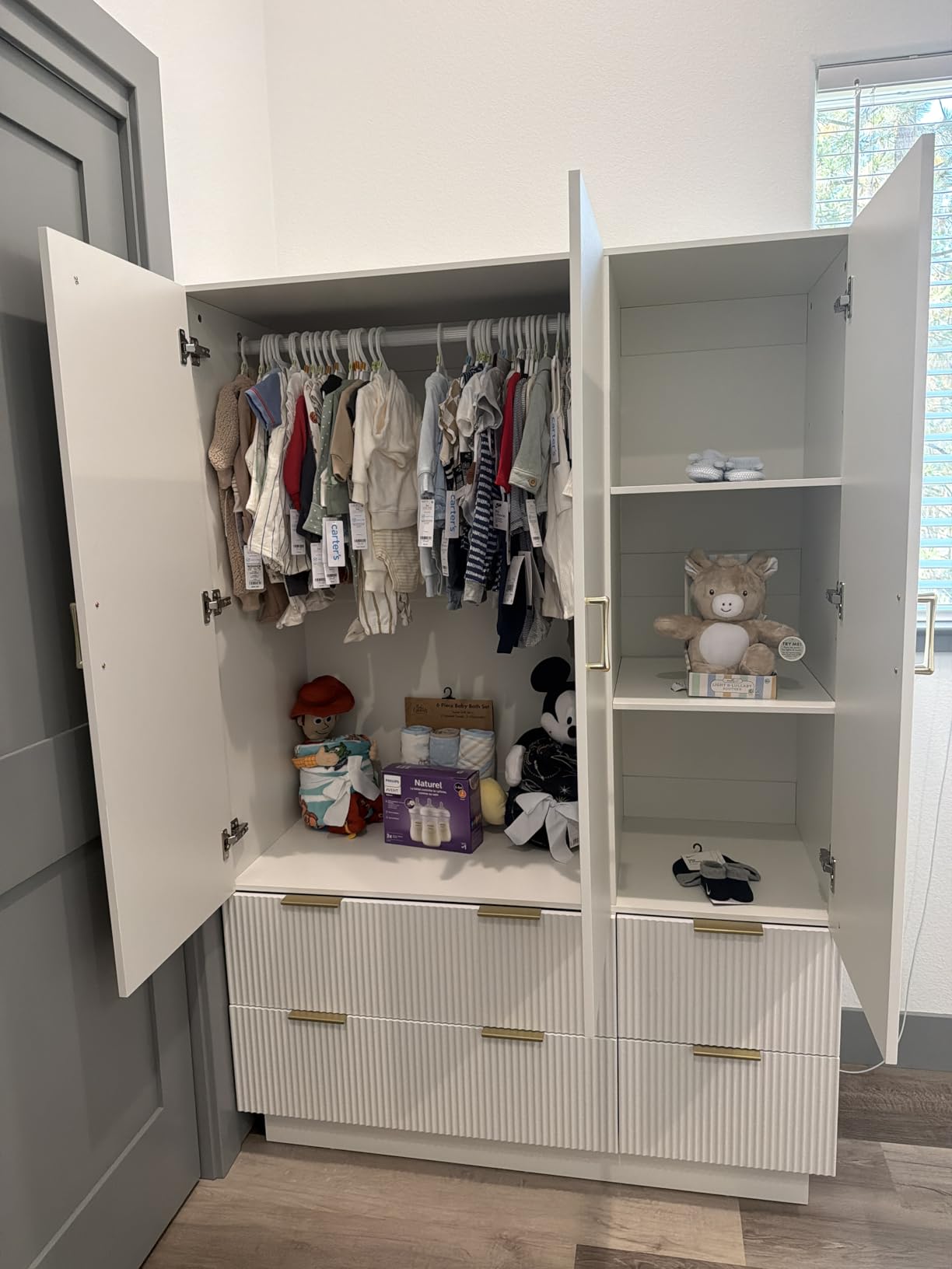 PAKASEPT 3 Door Armoire Wardrobe Closet, 70.87
