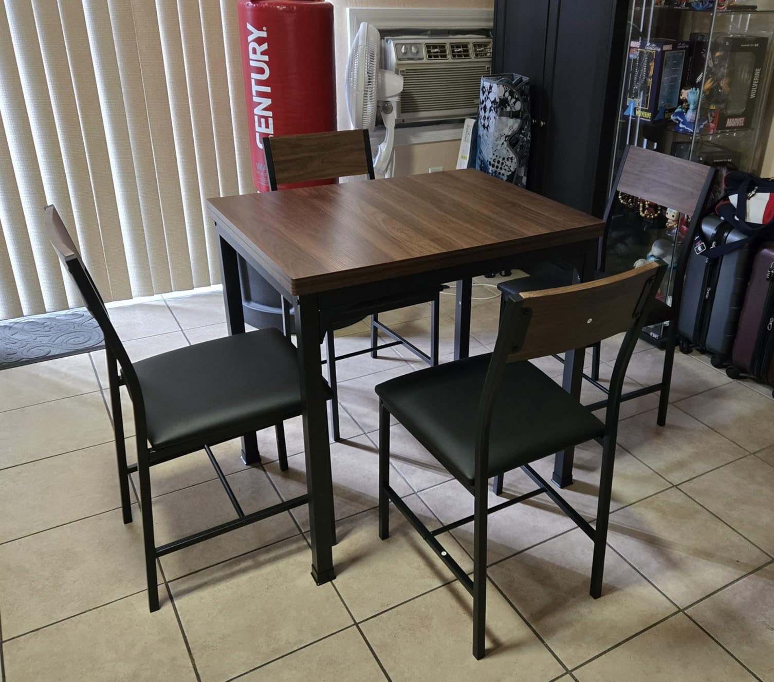 IRONCK 5-Piece Dining Table Set for 4, Extendable Kitchen Table Chairs Set of 4, Dining Room Table with 4 Upholstered Chairs, Folding for Small Space, Apartment, Walnut customer photo 2