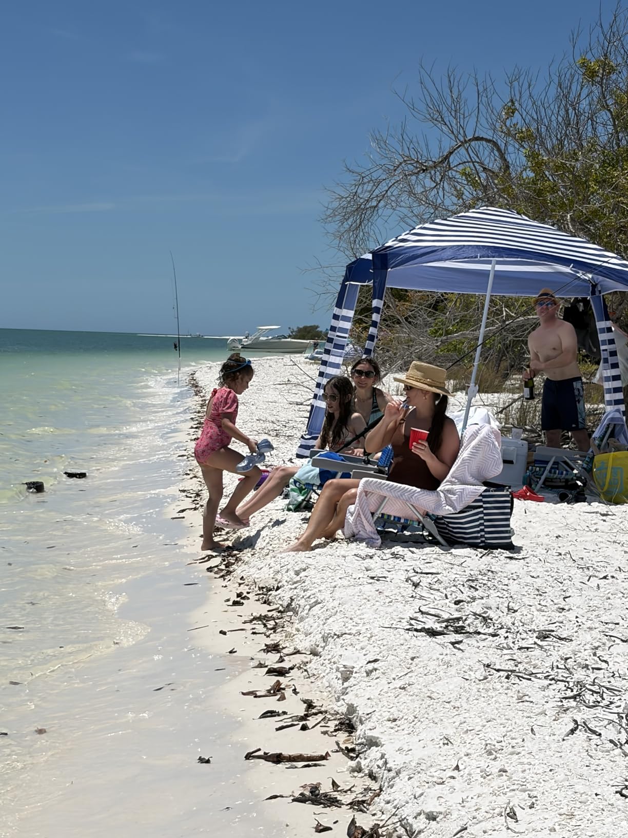 MoKo Beach Cabana, 8x8 Large Beach Canopy with Side Wall, UPF 50+ Protection Easy Setup Beach Tent Sun Shelter, Adjustable Height Wind Resistant Cabana Beach Tent for Whole Family, Navy Stripes customer photo 1