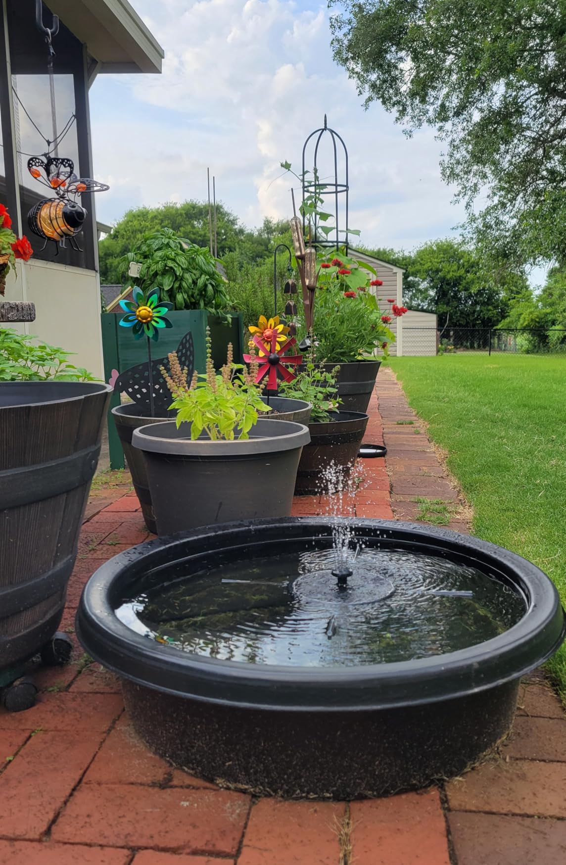 SZMP Solar Fountain for Bird Bath Spraying Water on Cloudy Day, Solar Water Fountain Pump Outdoor Garden 3.5W Black Glass Panel with 2000mAh Battery Replaceable Nozzles customer photo 1