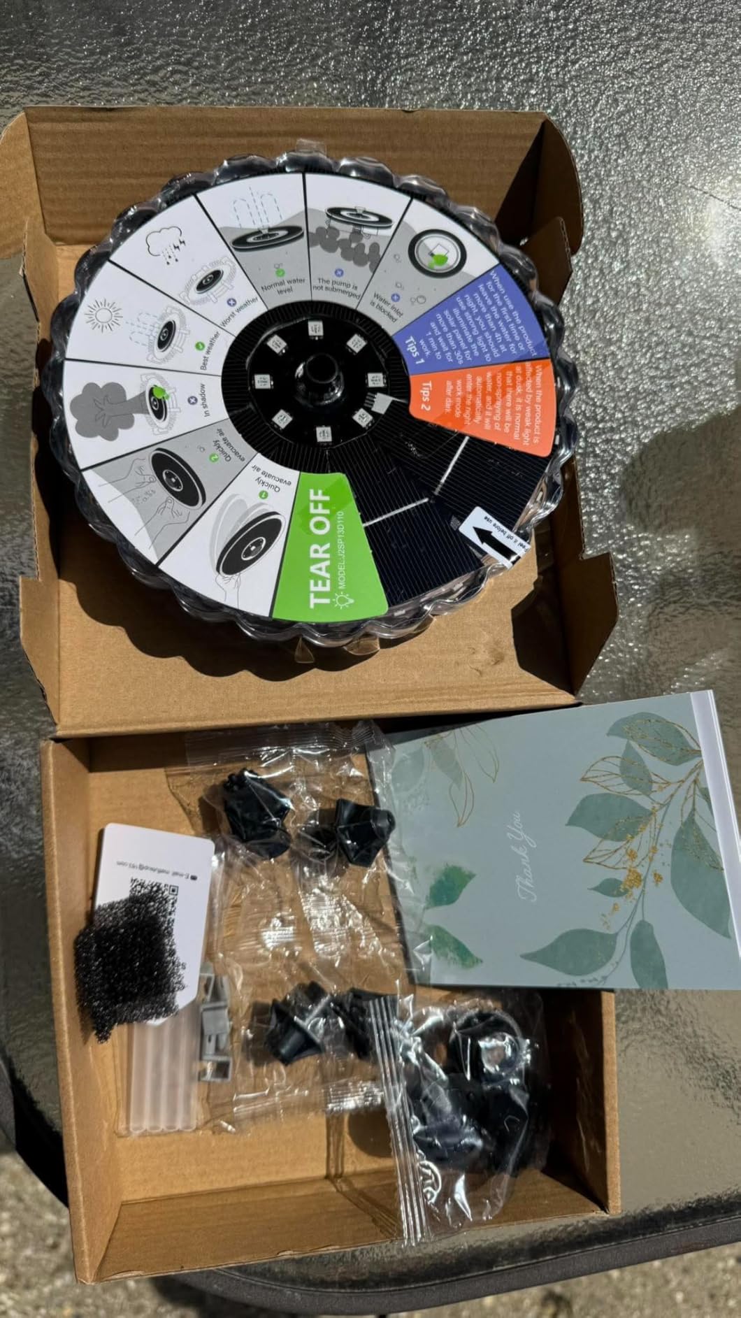 Solar Fountain, 2026 Upgrade 3.5W Solar Bird Bath Fountains with Colorful Ring LED Lights, 2000mAh Battery, 7 Nozzles and 4 Fixers, Solar Water Fountain Pump for Pond, Pool, Patio and Garden customer photo 1