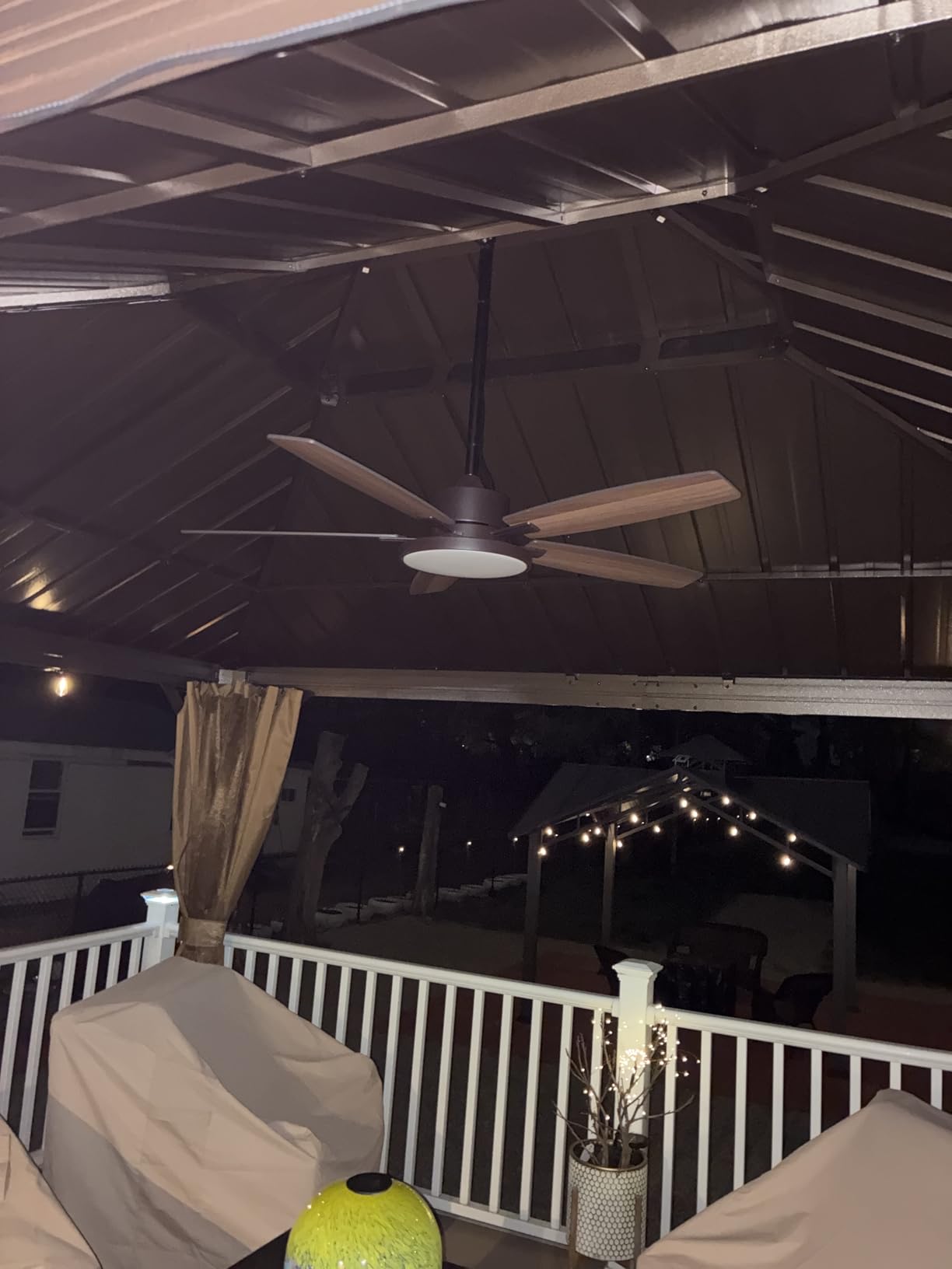 Fanbulous 52'' Outdoor Ceiling Fans with Light and Remote,IP65 Wet Rated Waterproof Ceiling Fan with 6-Speed DC Motor, Farmhouse Plug in Gazebo Fan for Porch Patios Pavilion(Black) customer photo 2