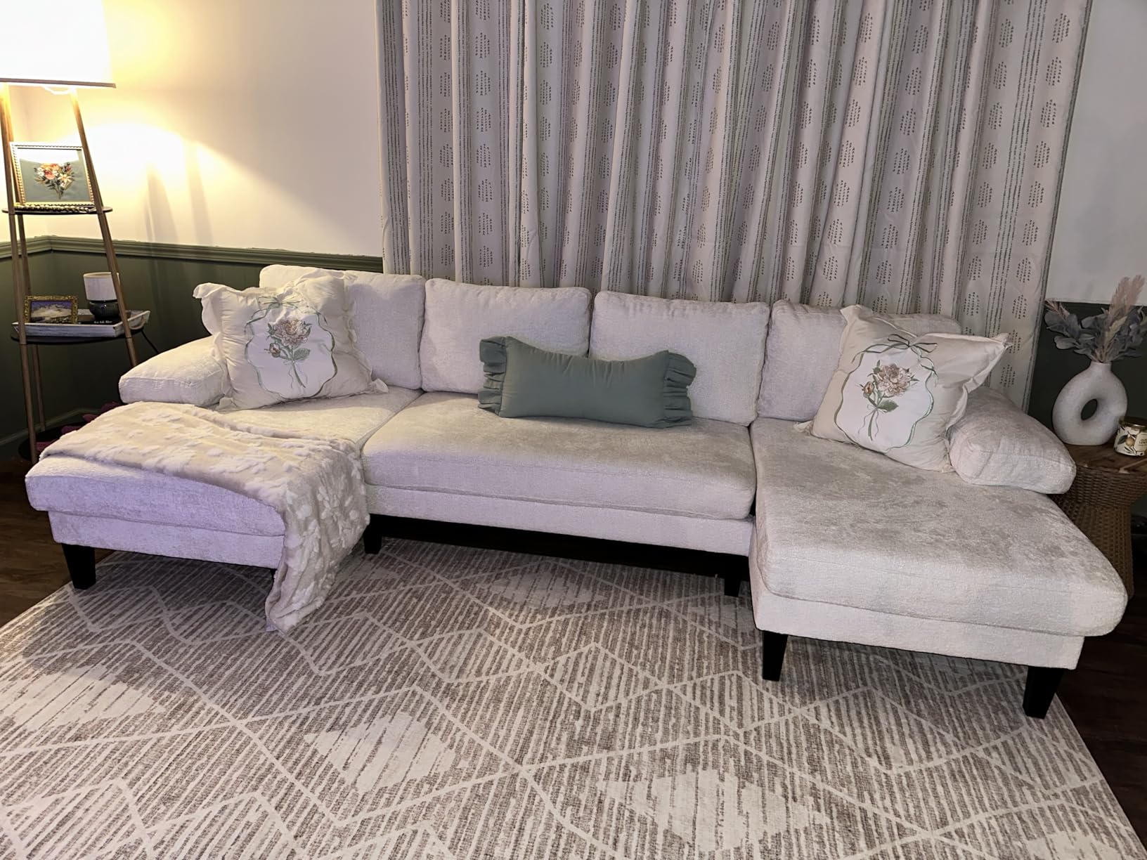 U-Shaped Sectional Couches for Living Room | 112 Inch Modern Sectional Couch | Dark Grey Chenille Sofa with Double Chaise for Apartment customer photo 2
