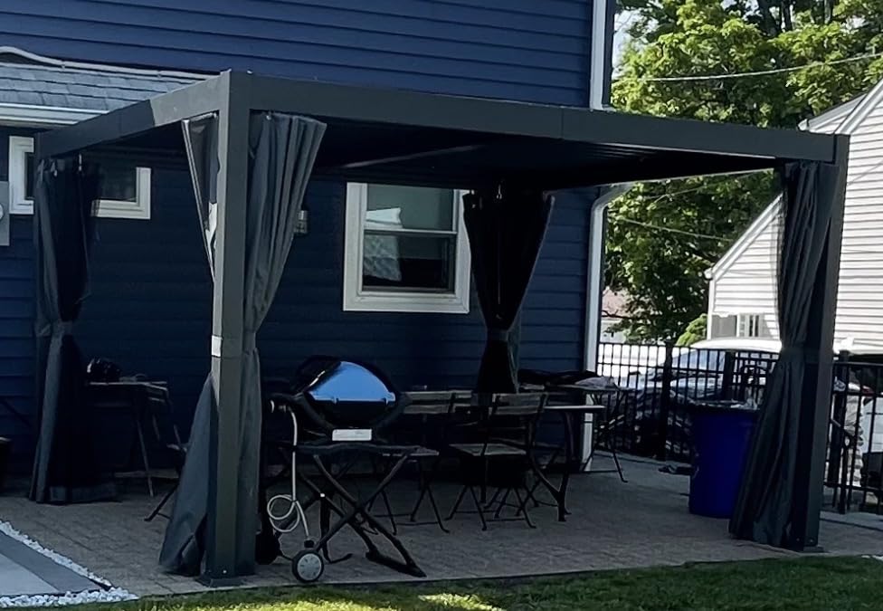 10' x 12' Louvered Pergola, Outdoor Pergola with Metal Adjustable Louvered Roof & Gutter System, Hardtop Patio Gazebo for Backyard, Patio, Garden, Dark Gray customer photo 1