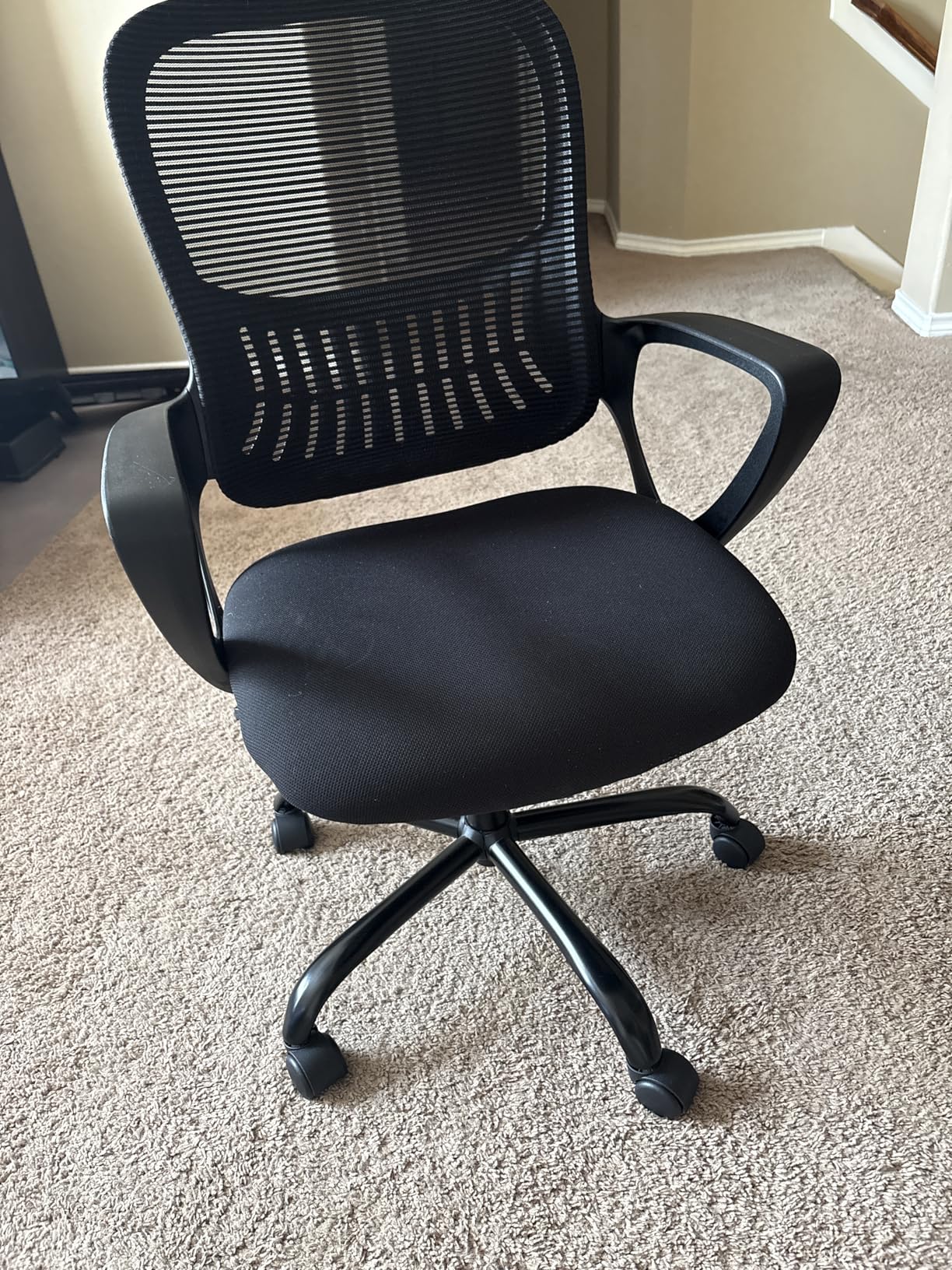 Sweetcrispy Home Office Managerial Executive Chair, High-Back Mesh with Adjustable Headrest, Flip-up Armrest Comfortable Lumbar Support, Comfy Arms for Bedroom, Study, Student customer photo 1