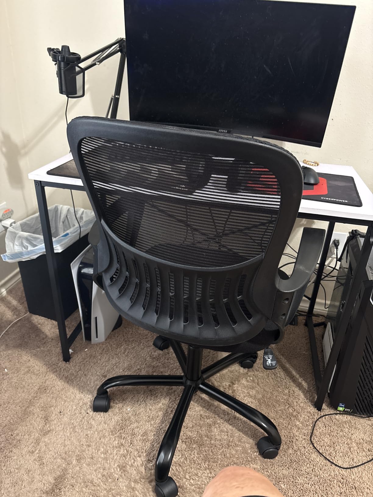 Sweetcrispy Home Office Managerial Executive Chair, High-Back Mesh with Adjustable Headrest, Flip-up Armrest Comfortable Lumbar Support, Comfy Arms for Bedroom, Study, Student customer photo 2