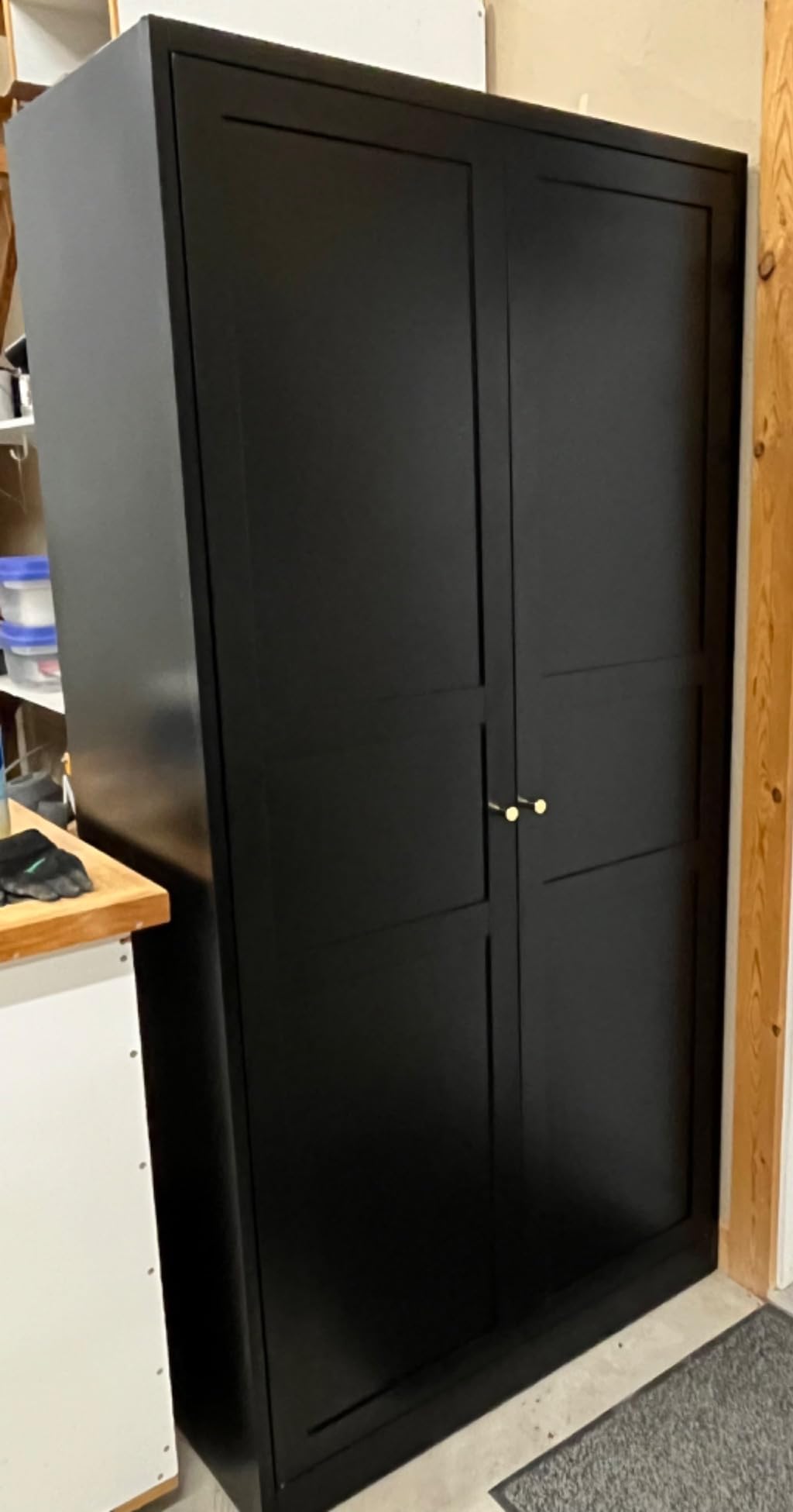 BYNSOE Metal Armoire Wardrobe Closet with 2 Drawers 71'' Wardrobe Cabinet with Drawers and Hanging Rail Metal Closet with Adjustable Shelves for Bedroom. (Black, with 2 Drawers) customer photo 2