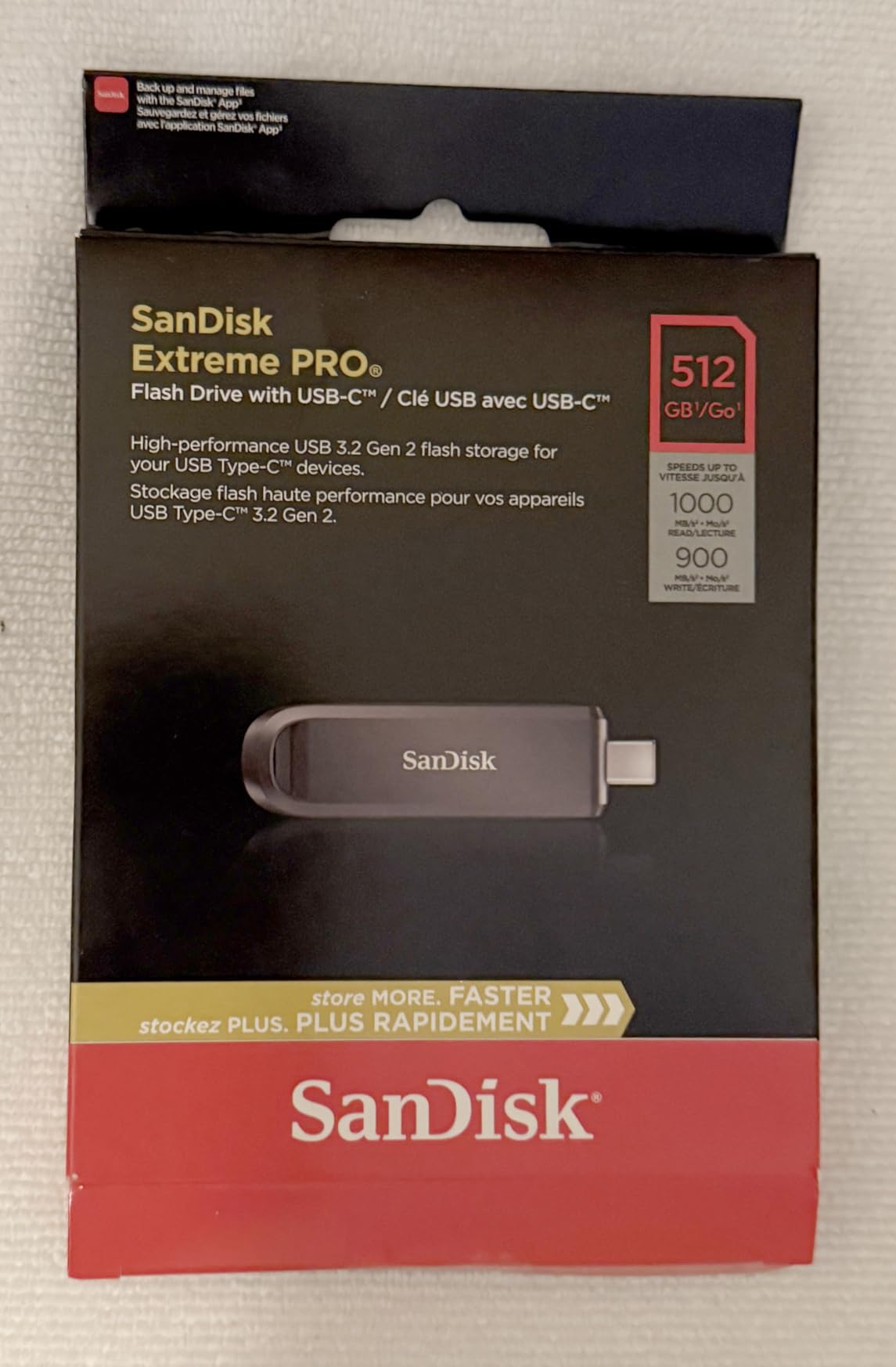 SanDisk 256GB Extreme PRO Flash Drive with USB-C - Up to 1000MB/s Read, 900MB/s Write - SDCZ890-256G-G46 customer photo 1