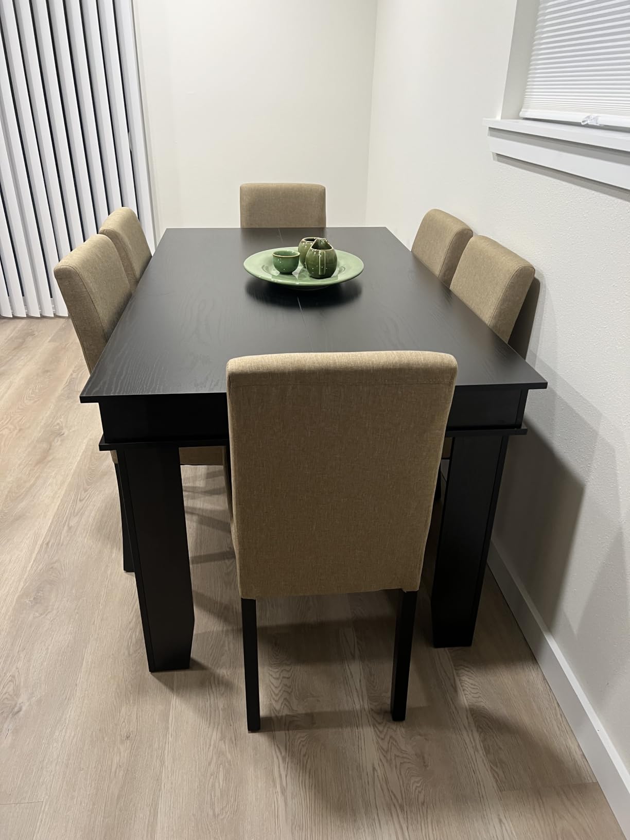 GarveeHome 63 in-86.6 in Extendable Dining Room Table for 6-10, Farmhouse Kitchen Tables w/Wooden Sturdy Frame, Large Rectangular Dinner Table for Dining Room, Kitchen customer photo 1