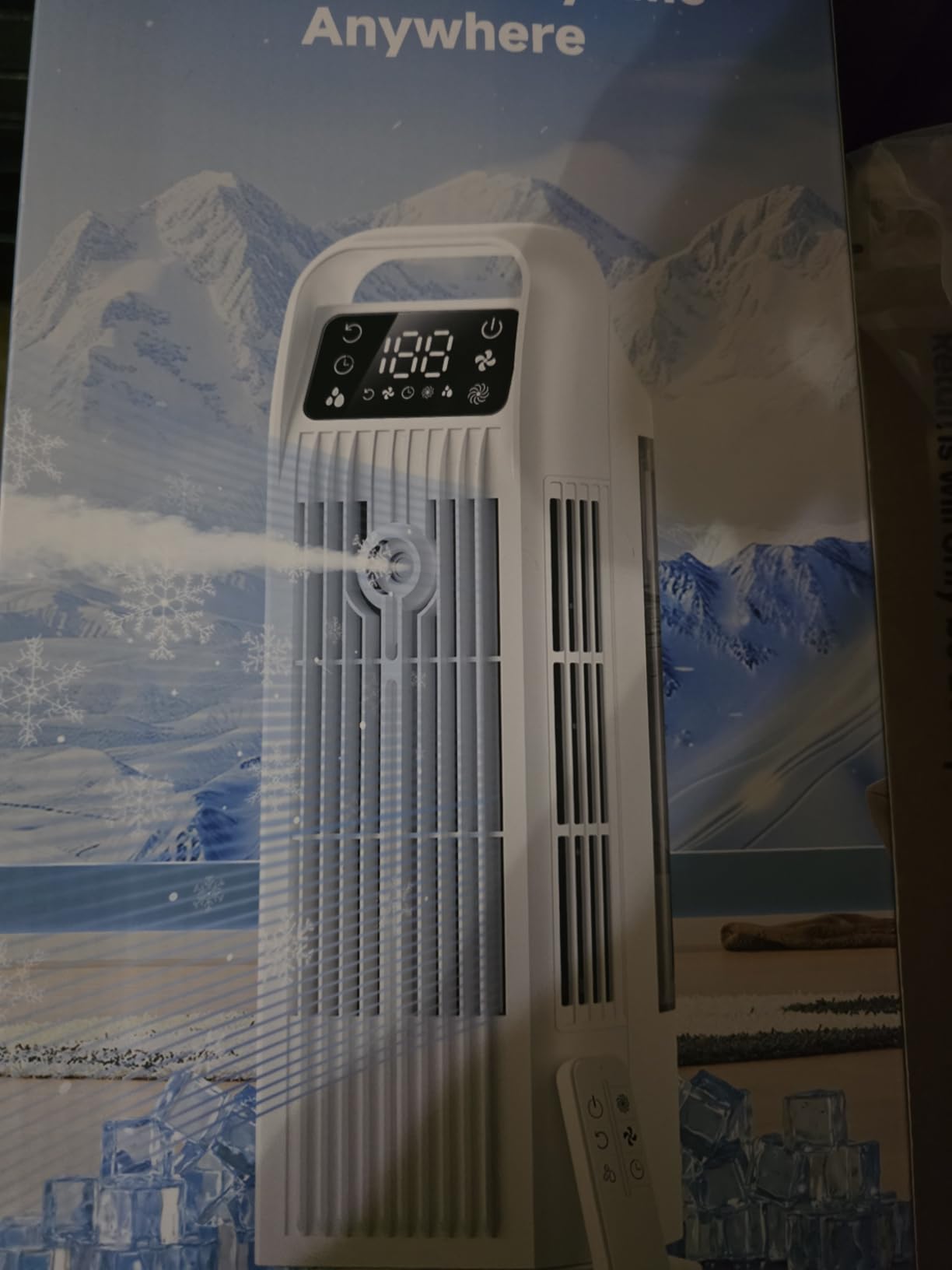 Portable Air Conditioner, 4 in 1 Evaporative Air Cooler with Remote Control, 1200ML Water Tank, 120 Oscillating, 4 Speeds, 12H Timer, Mist Spray Tower Fan for Home Office, White customer photo 1