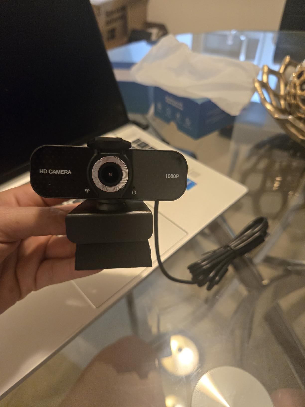 1080P HD Webcam with Noise-Canceling Mic, Auto Light Correction, Privacy Cover and Wide Angle Lens, Plug & Play USB Camera for Laptop/Desktop/PC/Mac, Compatible with Zoom/Skype/Teams/Streaming Black customer photo 2