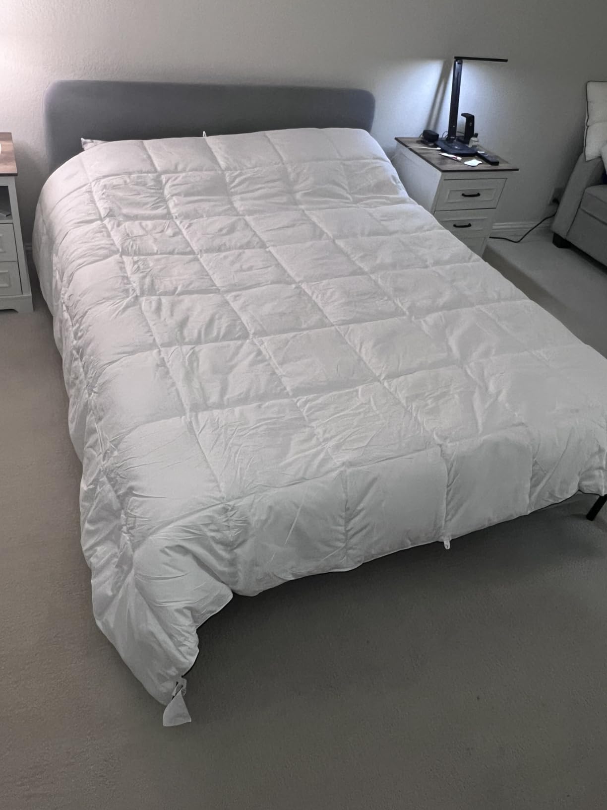 Goose Feather Down Fiber Cotton Comforter Queen Size, Ultra-Soft Duvet Insert, Hotel Collection White Quilted Comforter, All Season Bedding Comforter with 8 Corner Loops, 90x90 Inch customer photo 1