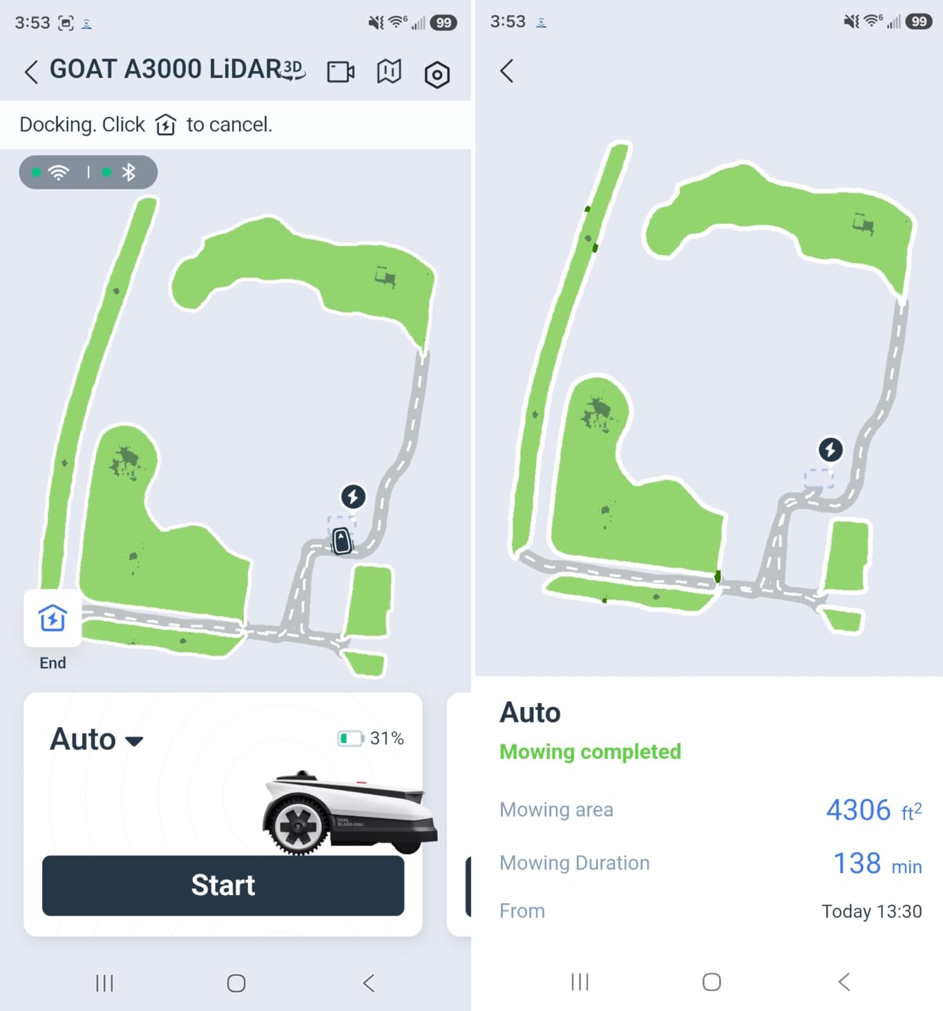 ECOVACS Goat A3000 LiDAR PRO Robotic Lawn Mower for Up to 3/4 Acre, 7500 mAh Battery with 189W Fast Charging, Wire-Free Dual-LiDAR Navigation, Built-in TruEdge Edge Trimmer customer photo 1