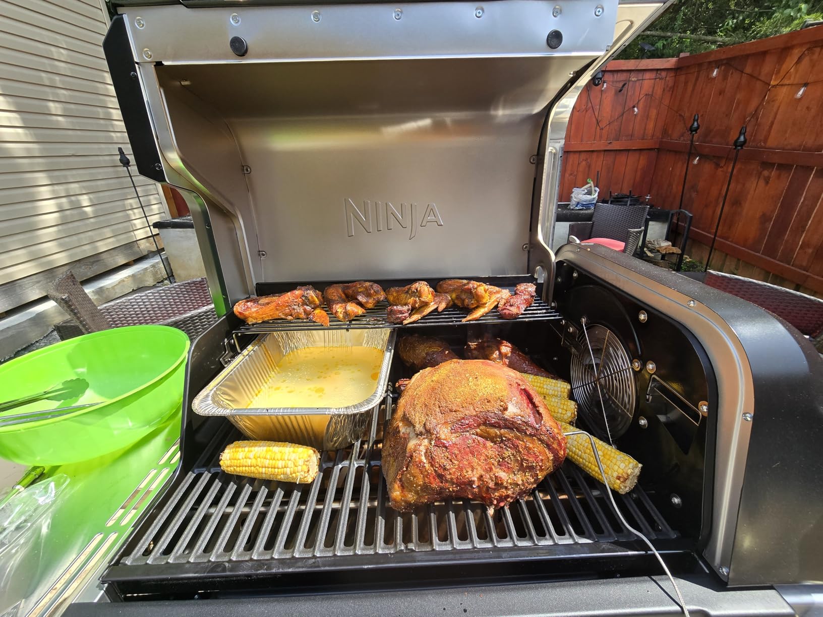 Ninja FlexFlame Grill and Smoker | Electric and Propane Grill, Roaster, BBQ Grill | 5-in-1 Cooking System | 3 Burner | Digital Control | Outdoor Cooking, Griddle, Pizza Maker | Blue | PG301BL customer photo 1