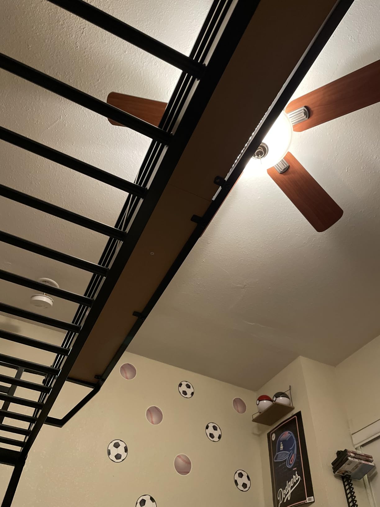 KEIKI Queen Size Metal Loft Bed Frame with Convertible Staircase, Built-in Storage Shelves & Wardrobe, Loft Bed with Solid Slats & Guardrail, No Box Spring Required, Easy Assembly, for Bedroom, Black customer photo 1