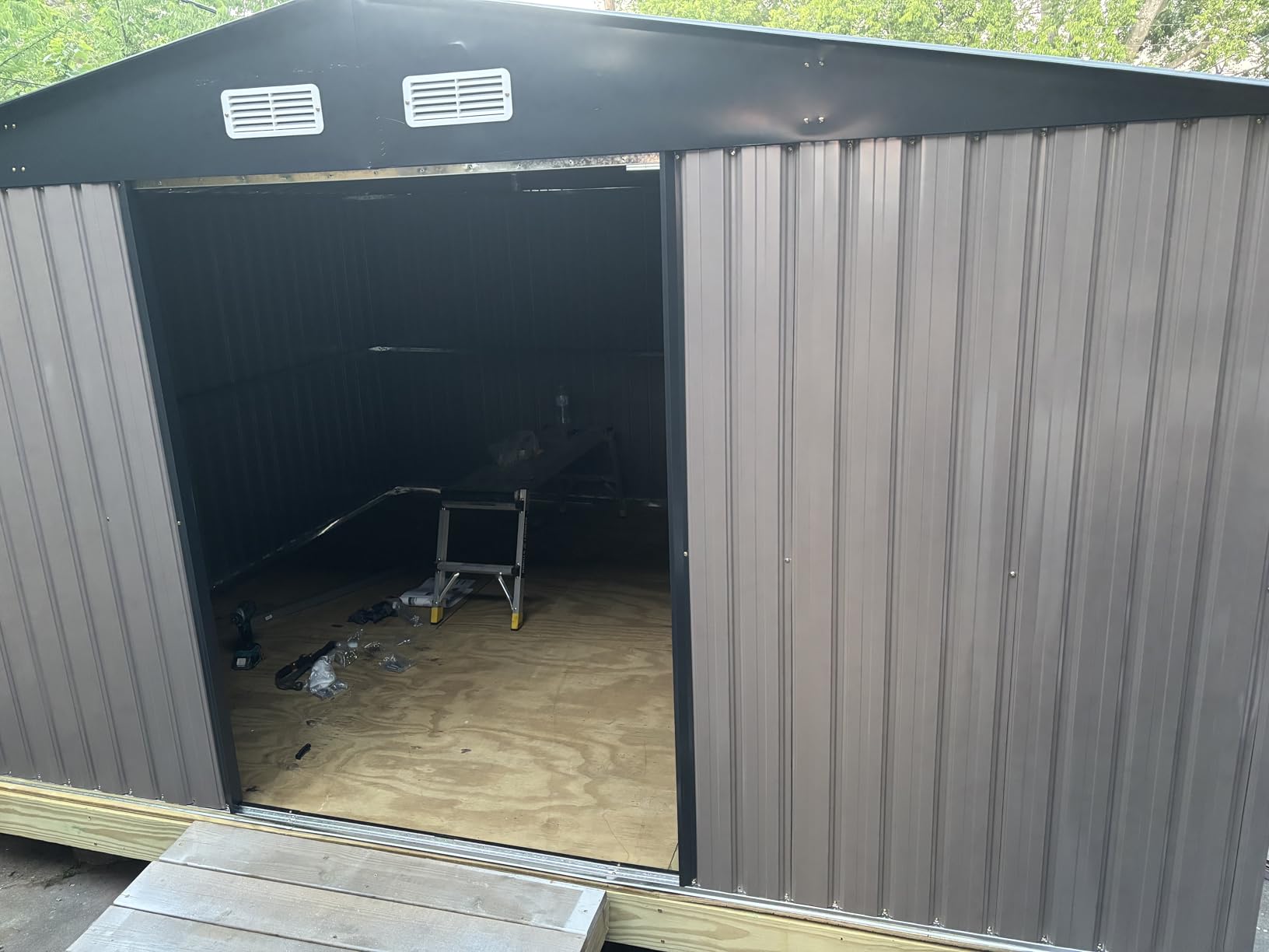 GVDV 12x10 FT Outdoor Metal Storage Shed, Durable Garden Shed with Reinforced Sidewall Girts & Updated Frame Structure, All-Weather Shelter for Backyard, Patio, Tool, Bike Storage customer photo 2