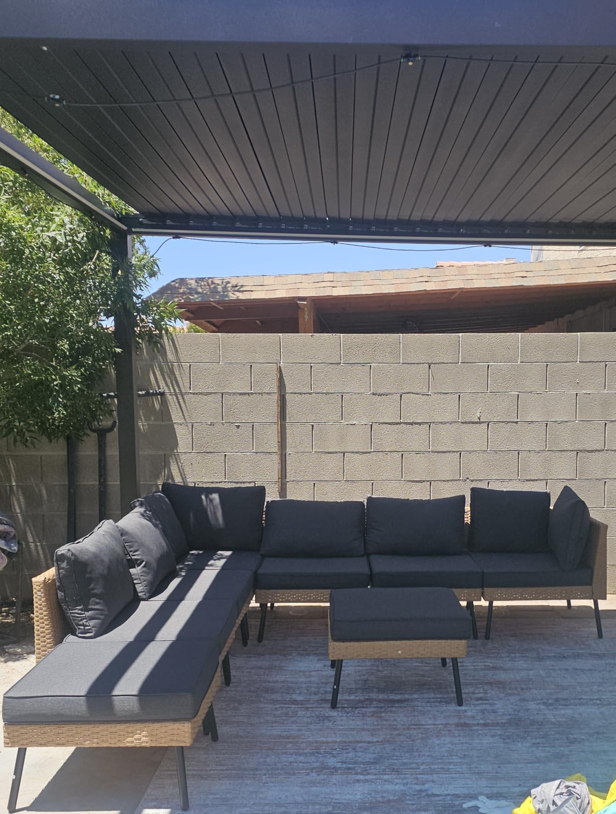 Aoxun 8 Piece Patio Furniture Set, 8 Seats Outdoor Sectional Sofas with Thick Cushion, Wicker Outdoor Patio Furniture Set with Ottomans for Party, Garden, Backyard, Grey customer photo 1