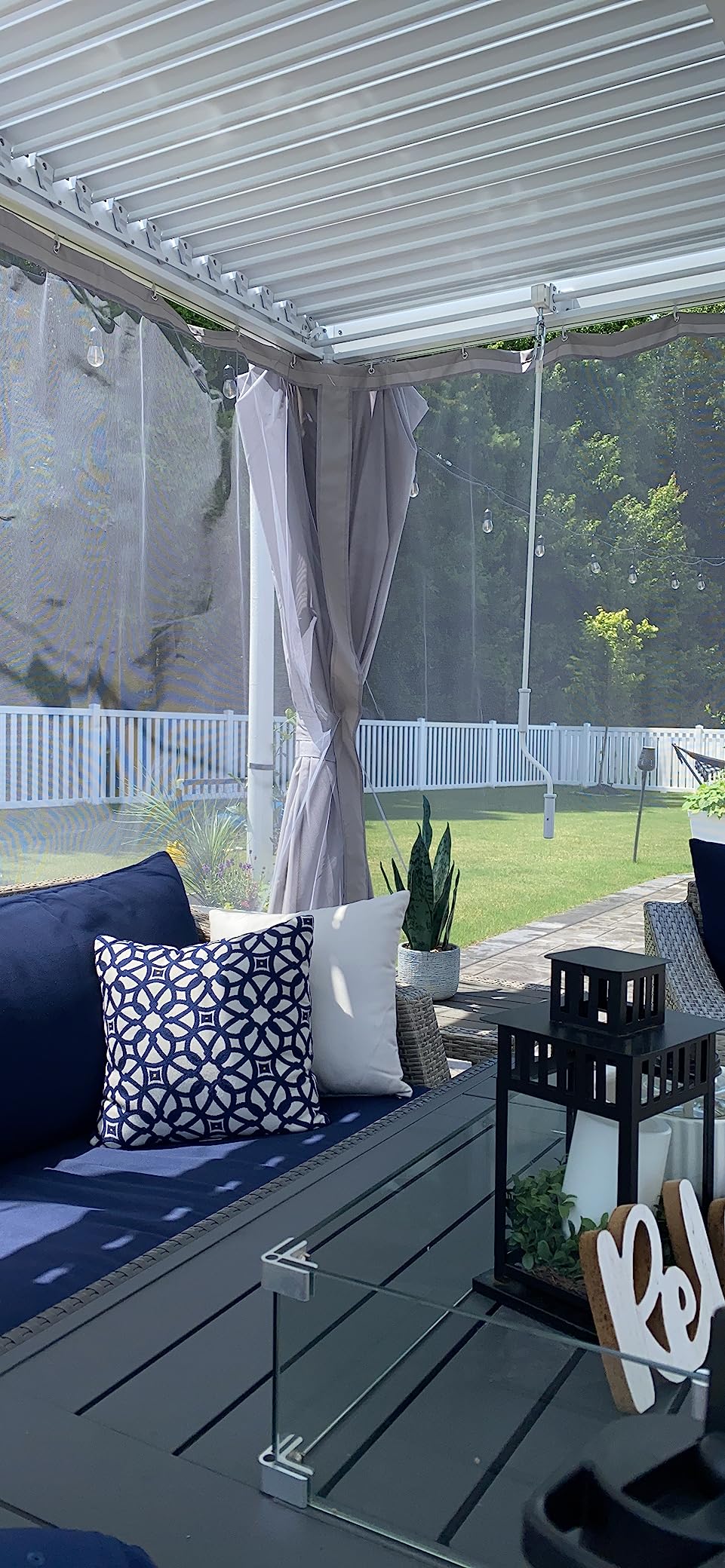 MELLCOM Motorized Louvered Pergola 12x16, Solar & Electric Powered with LED Lights and 6 Side Screens, Aluminum Adjustable Louvered Roof, Weatherproof Outdoor Shelter customer photo 1