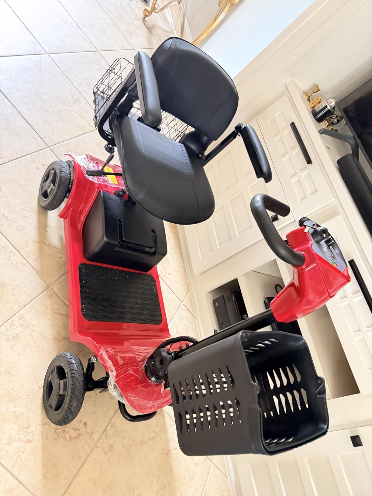 Mobility Scooters for Seniors and Adults, Foldable Mobility Scooters with Removable Battery & Auto Brake - 300W, 300+ LBS Capacity, Swivel Seat, Dual Baskets (Bright Red, 12 Amp Hours) customer photo 1