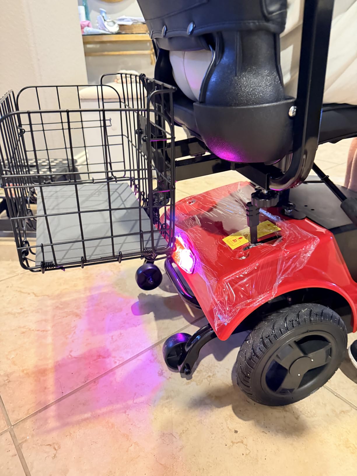 Mobility Scooters for Seniors and Adults, Foldable Mobility Scooters with Removable Battery & Auto Brake - 300W, 300+ LBS Capacity, Swivel Seat, Dual Baskets (Bright Red, 12 Amp Hours) customer photo 2