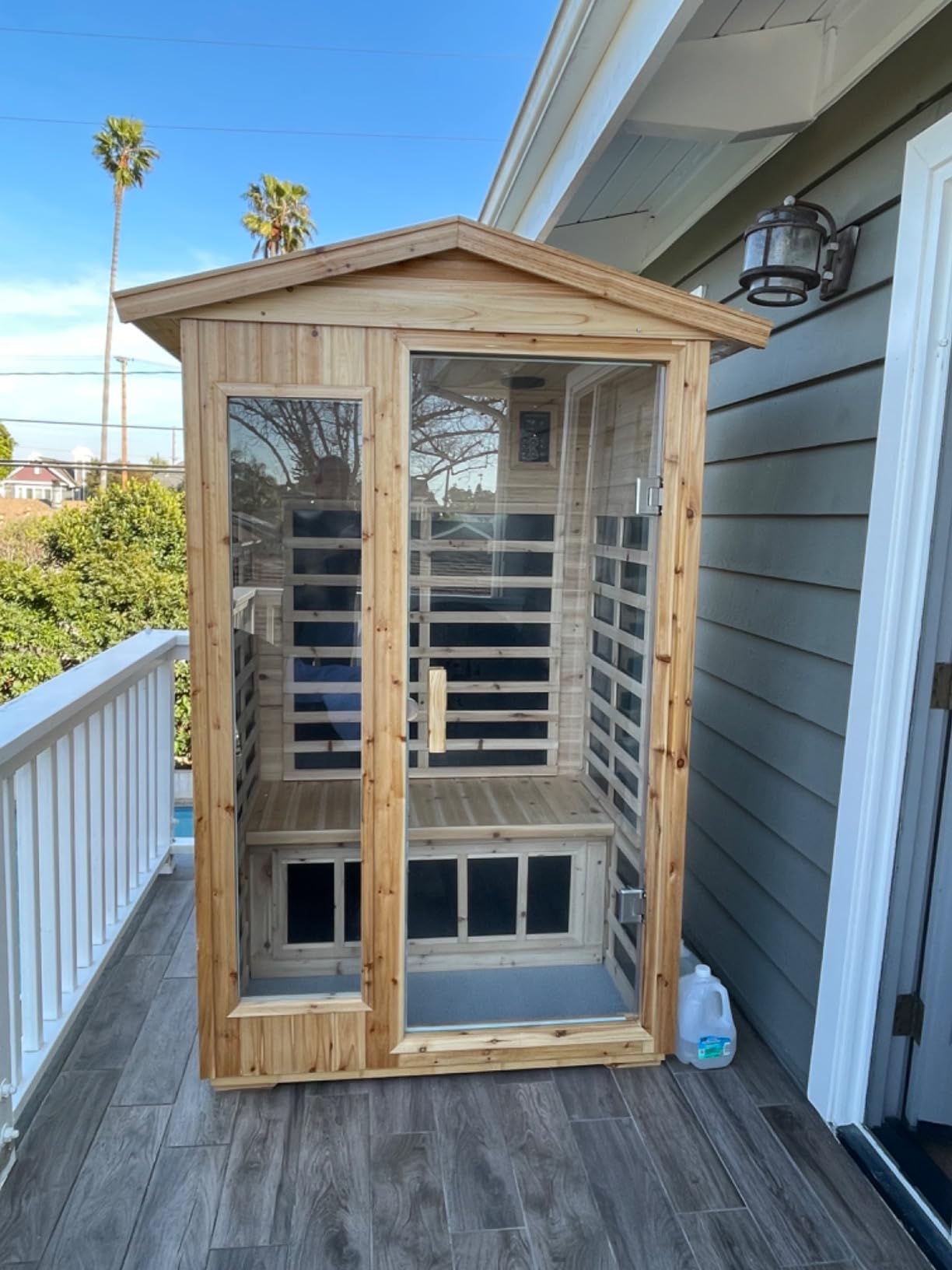 Full Spectrum Ultra-Low EMF Outdoor Sauna 2-Person, Red Cedar Far Infrared Saunas for Home, Near & Mid-IR Light, EMF 0.1-2mG, Bluetooth & Chromotherapy customer photo 1