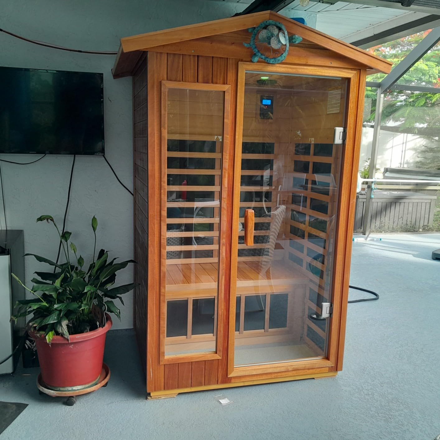 Full Spectrum Ultra-Low EMF Outdoor Sauna 2-Person, Red Cedar Far Infrared Saunas for Home, Near & Mid-IR Light, EMF 0.1-2mG, Bluetooth & Chromotherapy customer photo 2