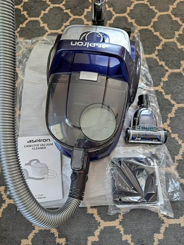 Aspiron Canister Vacuum, Upgraded 1600W Bagless Canister Vacuum Cleaner, Auto Cord Rewind, H13 HEPA Filter, 4Qt Large Capacity, Indigo customer photo 2