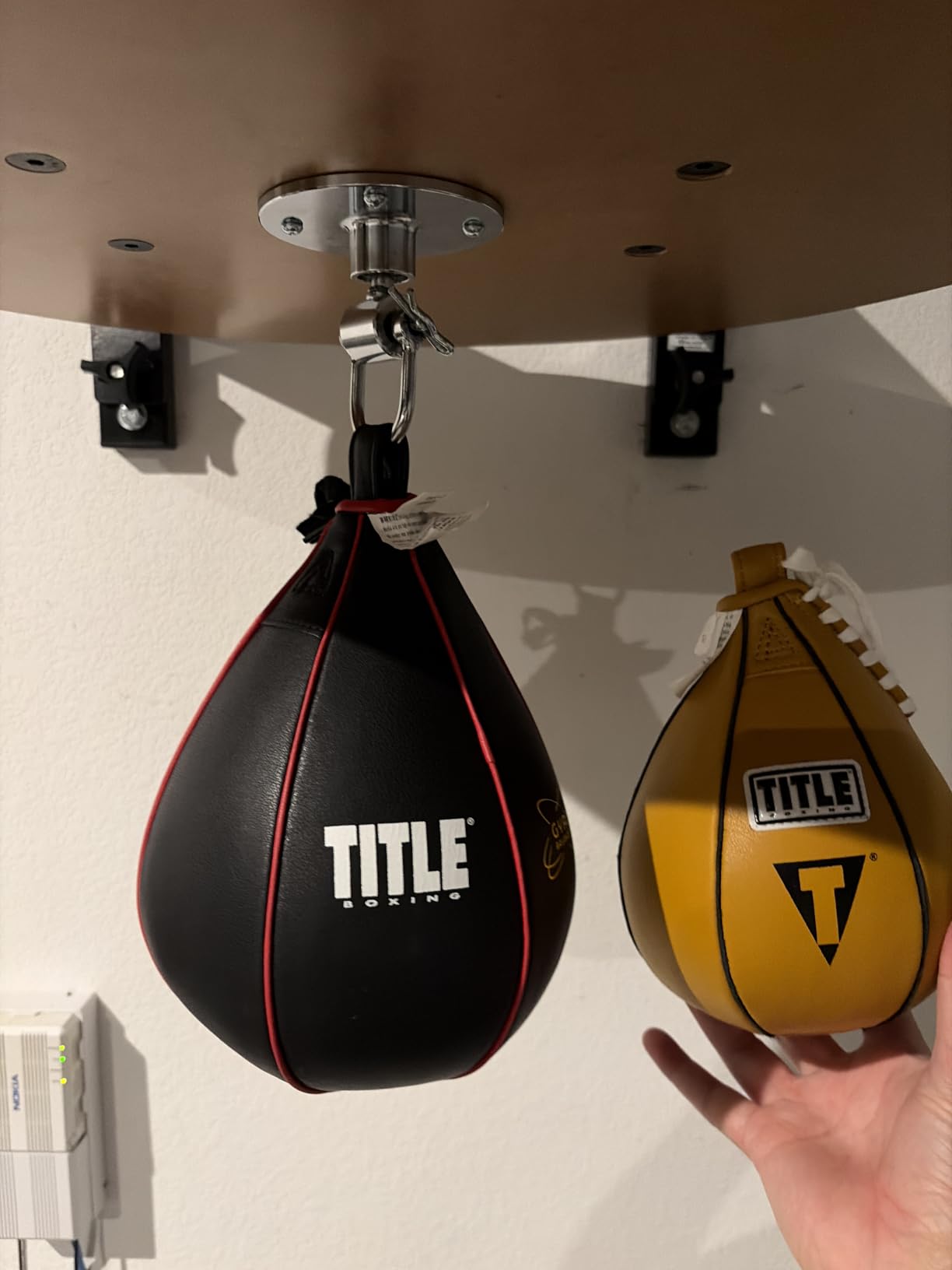 TITLE Boxing Gyro Balanced Leather Speed Bag: Speed Bag for Boxing, Speedbag, Boxing Equipment, Punching Bag customer photo 2