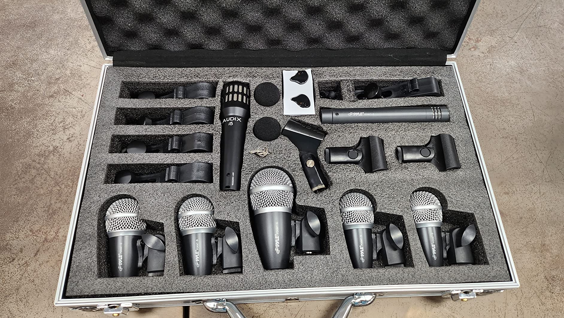 Pyle 7-Piece Wired Dynamic Drum Microphone Set - Kick Bass, Tom/Snare & Cymbals Mics with Case customer photo 2
