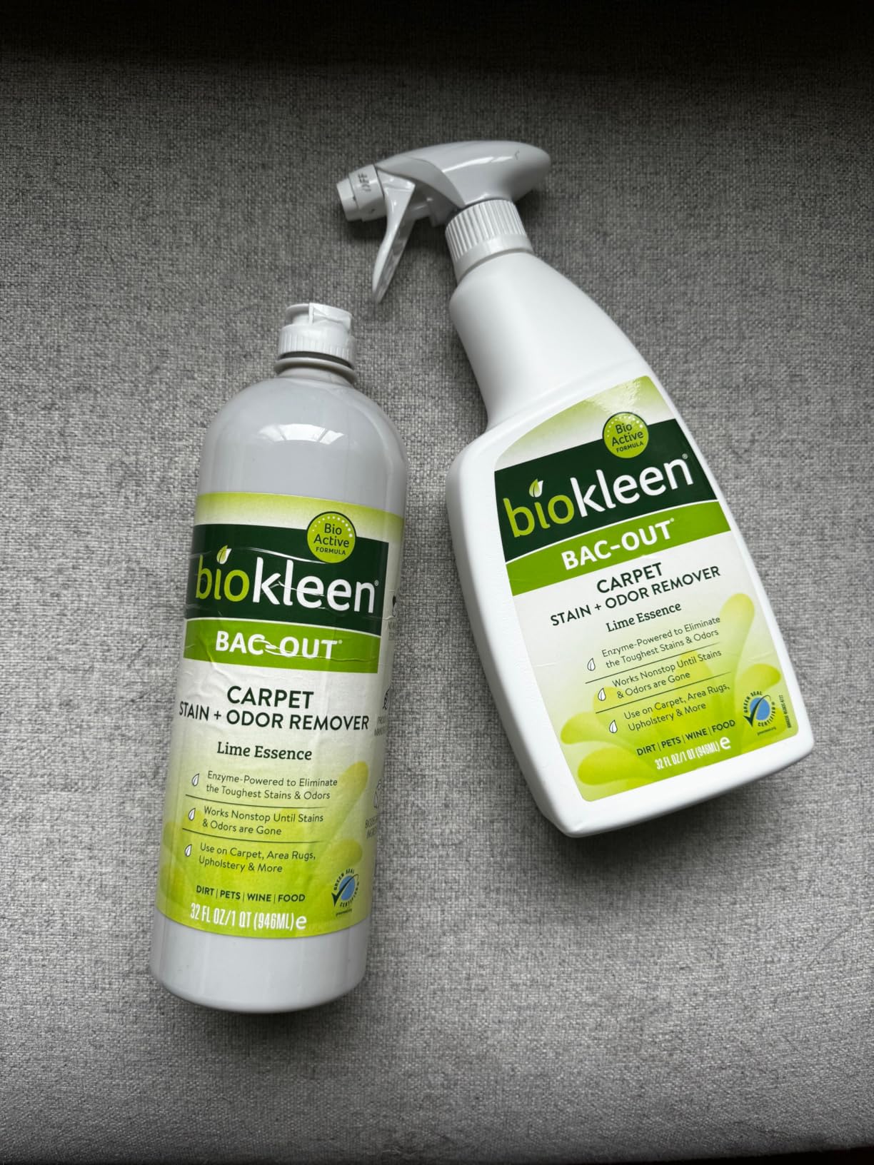 Biokleen Bac-Out Enzyme Cleaner Spray and Stain & Odor Remover for Pet Stains, Laundry, Diapers, Wine, Carpets, & More, Eco-Friendly, Non-Toxic, Lime Scent, 32 Ounces customer photo 1