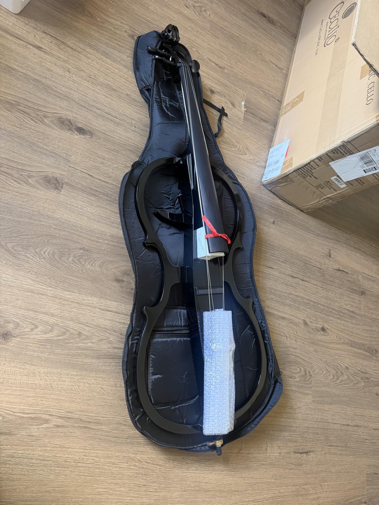 Cecilio 4/4 Electric Cello with Ebony Fittings, Professional Silent Electric Cello Kit with Bow, Rosin, Aux Cable and Headphone, Black Metallic customer photo 1