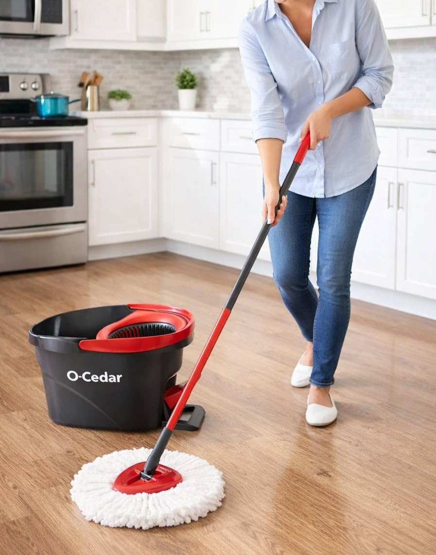 O-Cedar EasyWring Microfiber Spin Mop, Bucket Floor Cleaning System customer photo 1