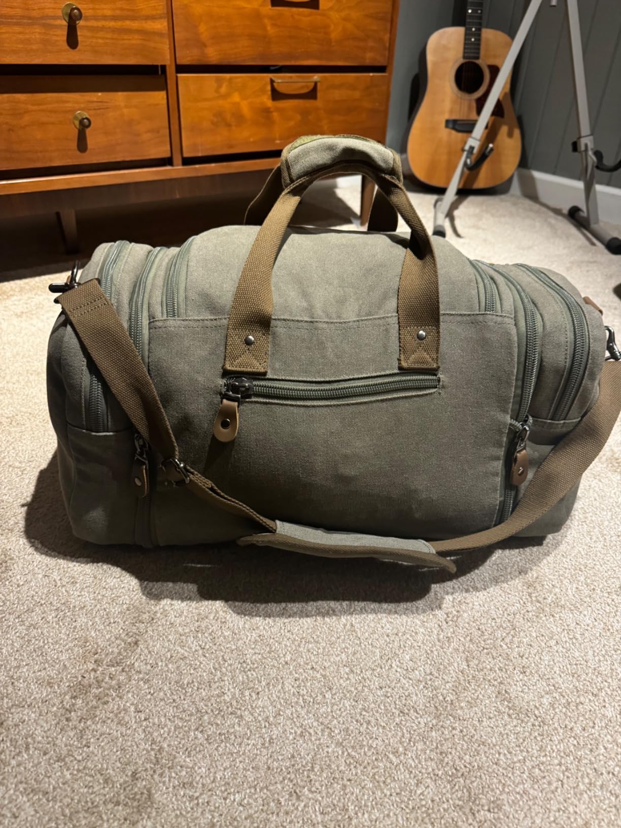 Gonex Canvas Duffle Bag for Travel 50L Duffel Overnight Weekender Bag (Army Green) customer photo 1