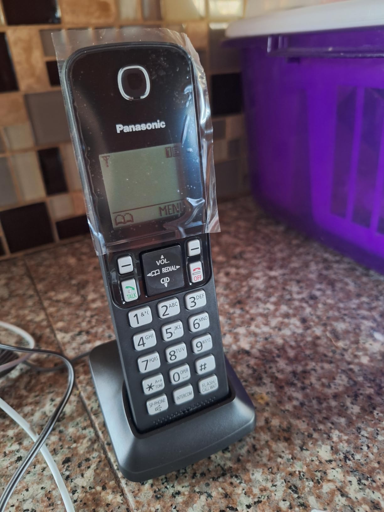 Panasonic Cordless Phone 2 Handsets System Expandable with Amber Backlit Display - KX-TGC352B (Black) customer photo 2