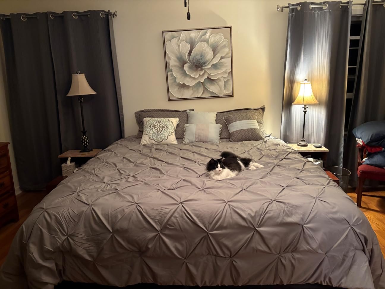 Bedsure Queen Comforter Set Grey - Bed in a Bag Queen Size Bedding 7 Pieces, GentleSoft Pintuck Bed Set Gift for Family, All Season Down Alternative Comforter with Sheets, Pillowcases & Shams customer photo 1