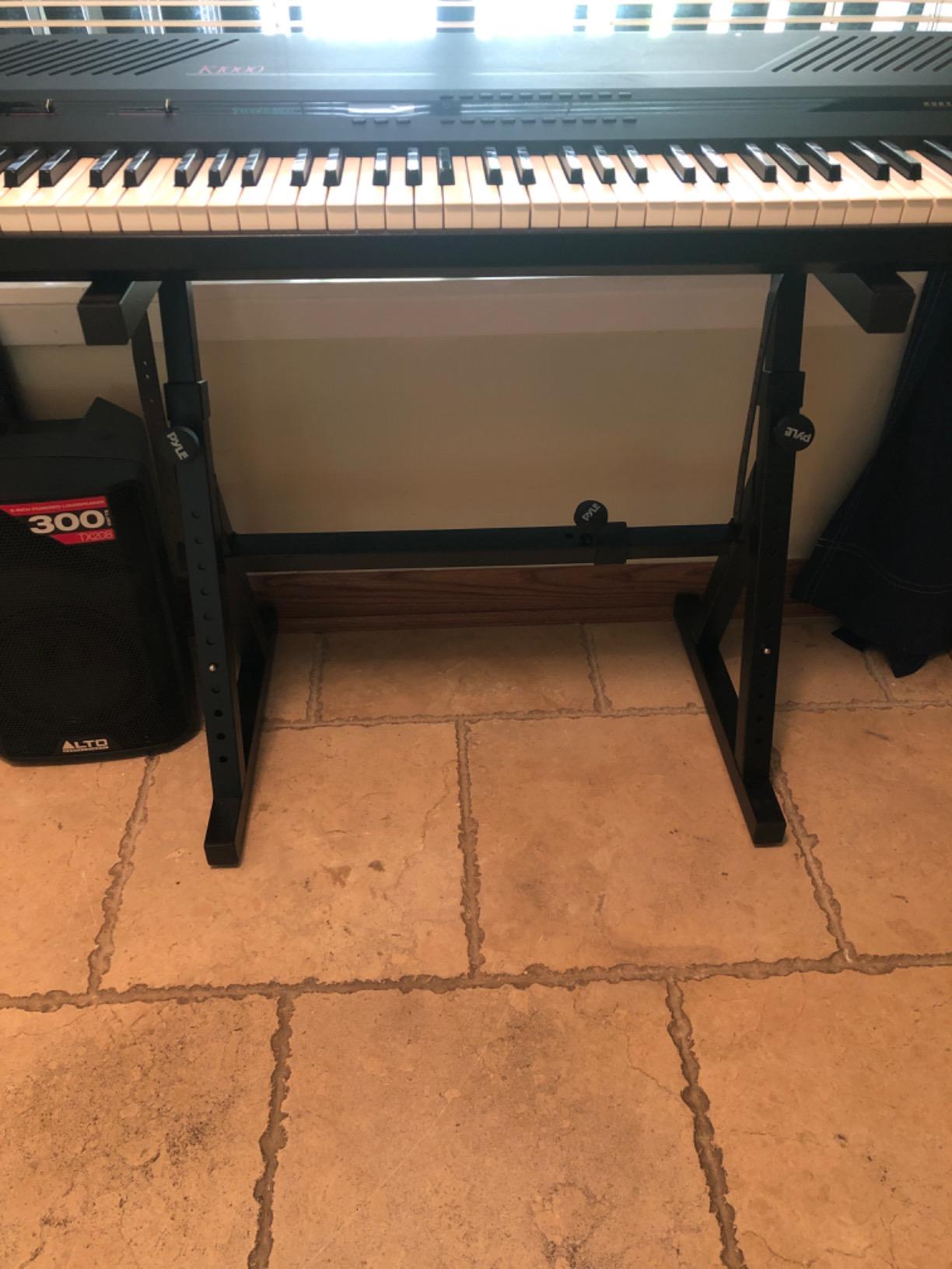 Heavy Duty Folding Keyboard Stand - Sturdy Reinforced Z Design W/ Adjustable Width & Height, Foam Padded Arms, Digital Piano Stand, Fits 54-88 Key Electric Pianos - Pyle PKST38 customer photo 2