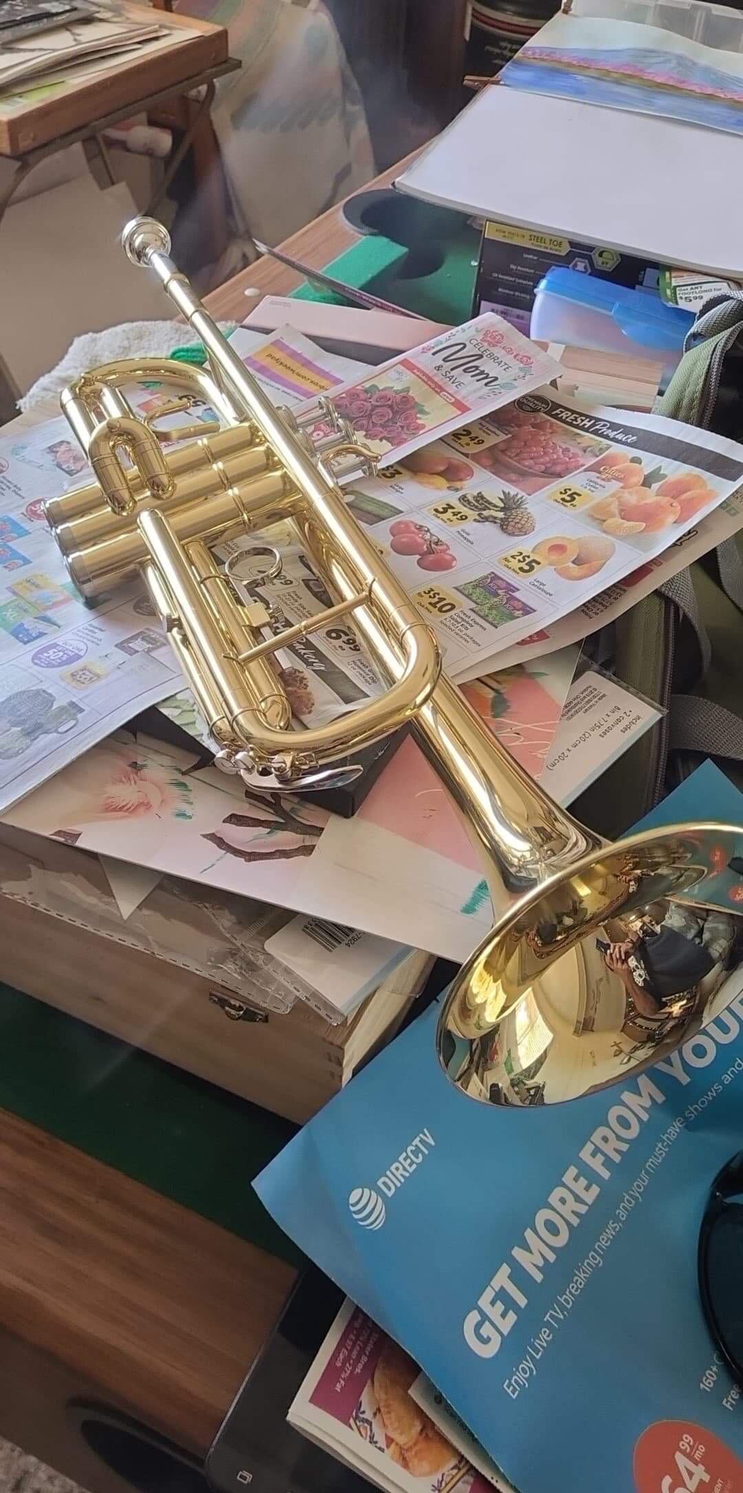 Mendini By Cecilio Bb Standard Trumpet Set for Beginners - Brass Trumpet Instrument with Hard Case, 7C Mouthpiece, Valve Oil, Cleaning Cloth, Gloves and Maintenance Kit (Golden) customer photo 1