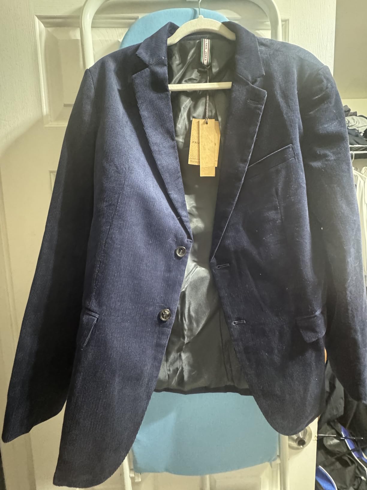Mens Corduroy Blazer Jackets Slim Fit Two Button Casual Sports Coat customer photo 1