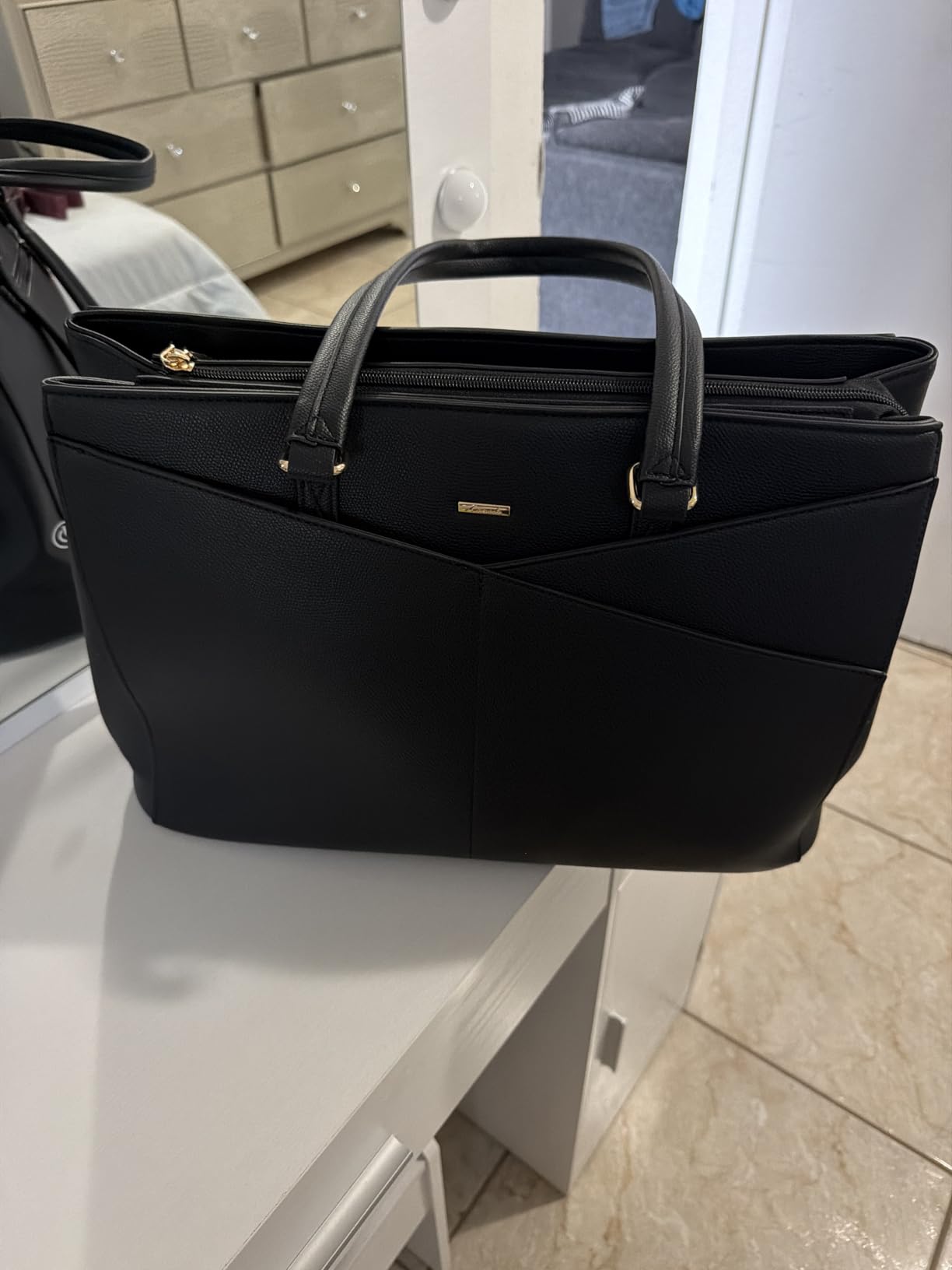 LOVEVOOK Laptop Tote Bag for Women 15.6 Inch Waterproof Leather Computer Bags Business Office Work Briefcase Black customer photo 1