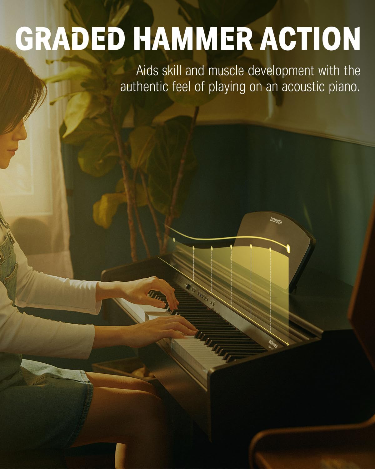Donner DDP-300 Digital Piano with 88 Graded Hammer Action Weighted Keys, Record, Bluetooth, 10 Voices, 4 Reverb, Speakers, Professional Full Size Key Keyboard customer photo 2